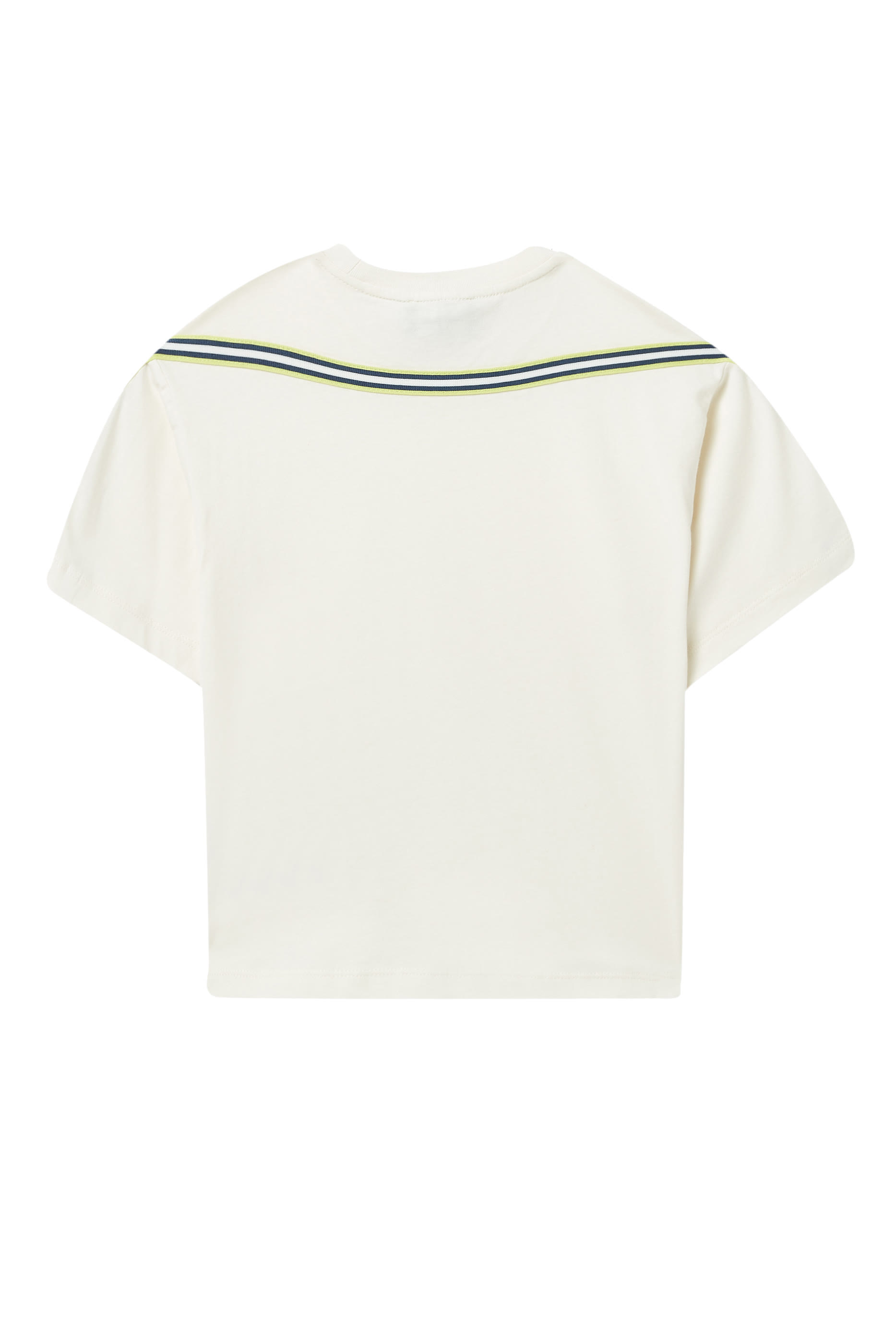 تيشيرت بحواف مخططة بشعار الماركة للأطفال