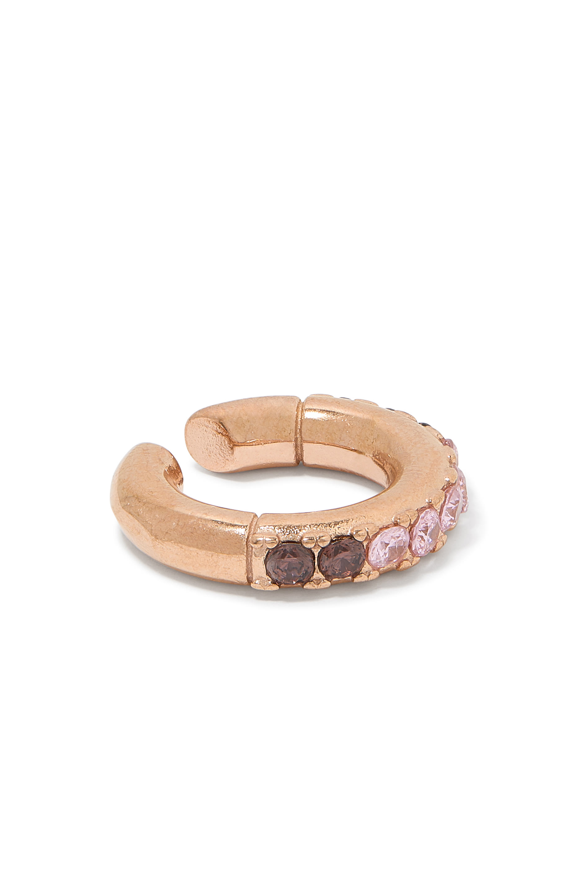 Round Ear Cuff,  Silver-Plated Stainless Steel & Zirconium Oxides