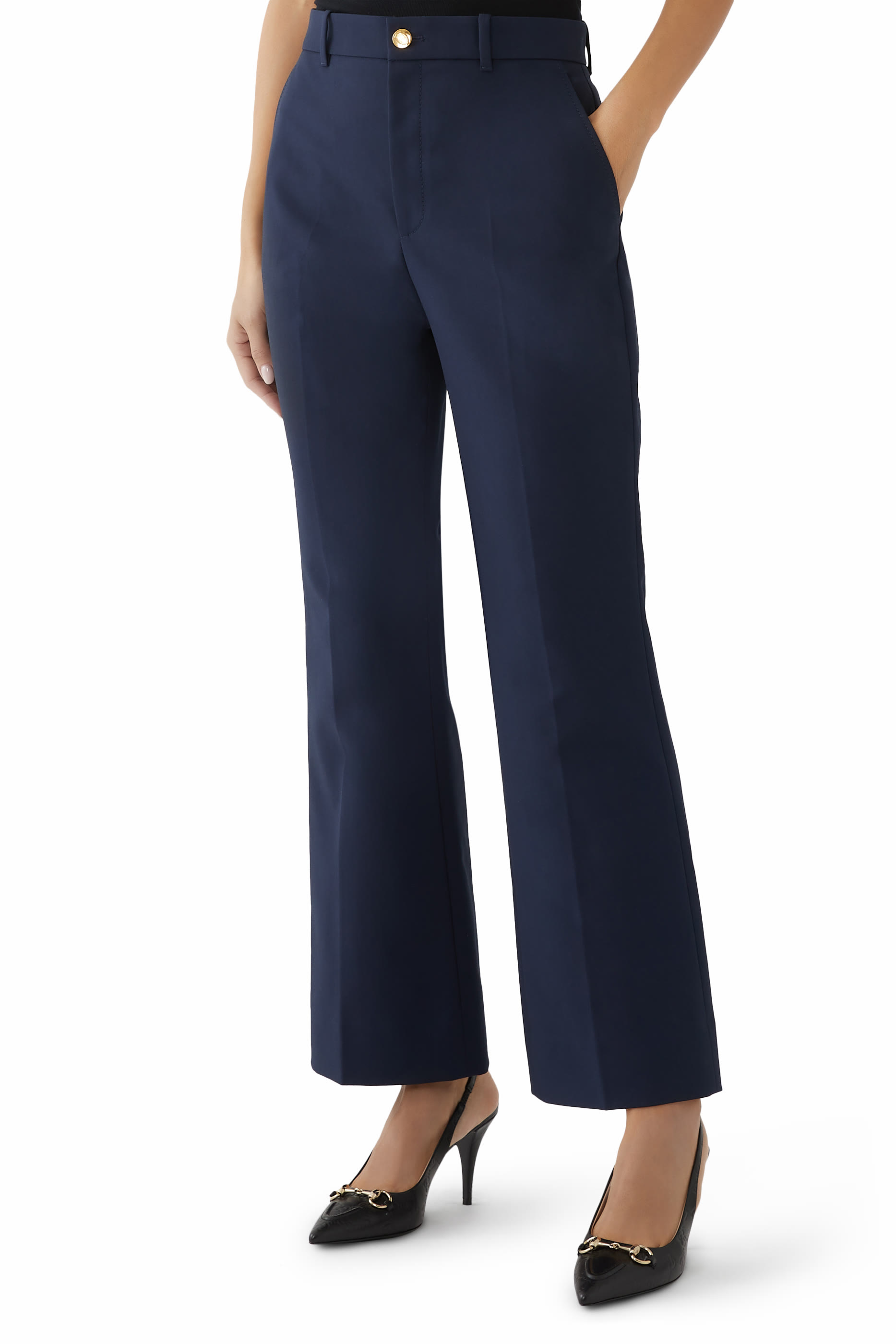 بنطال مطرز بشعار الماركة قطن