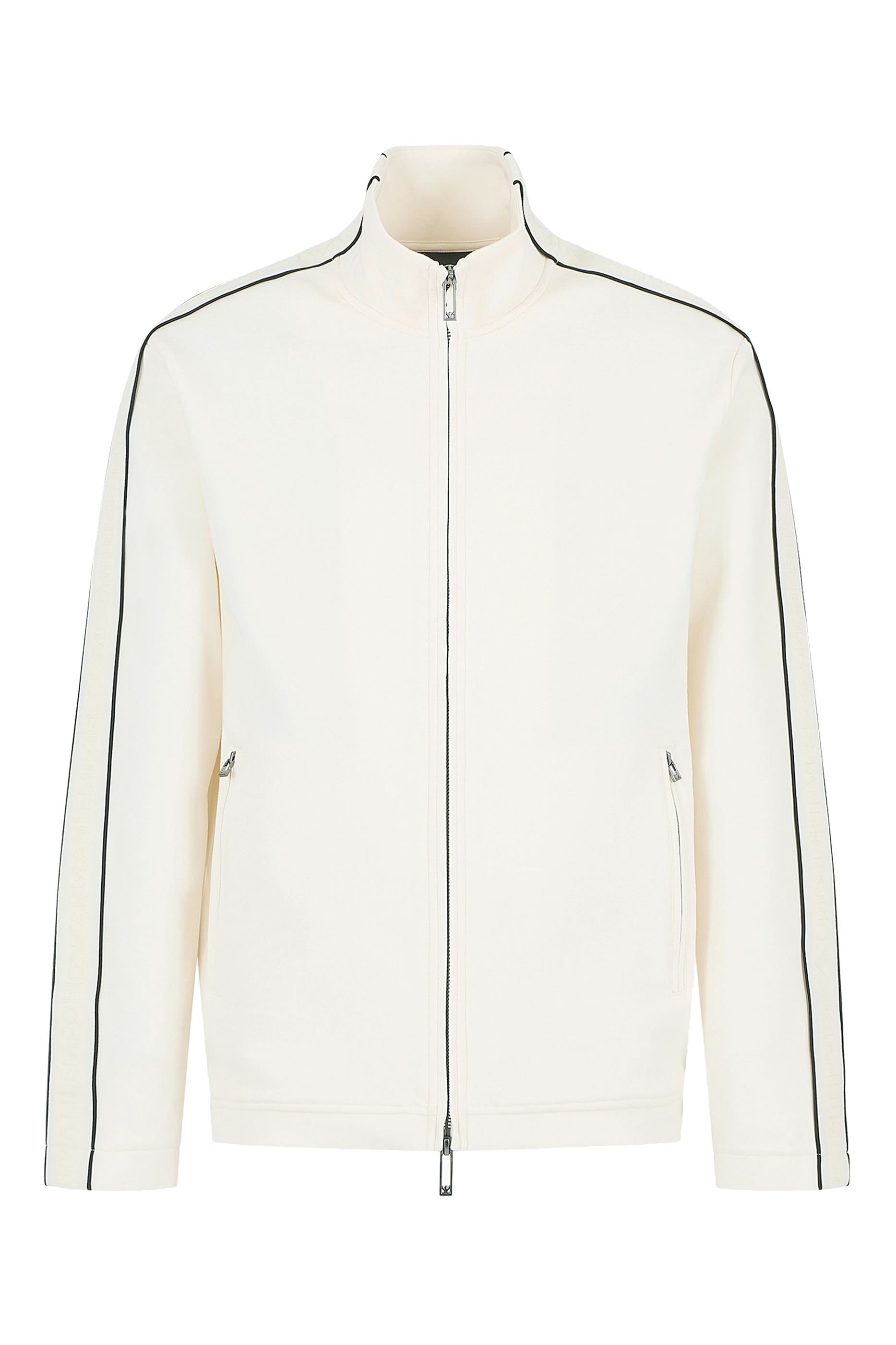 سويت شيرت بسحّاب وشريط شعار الماركة جيرسيه مزدوج