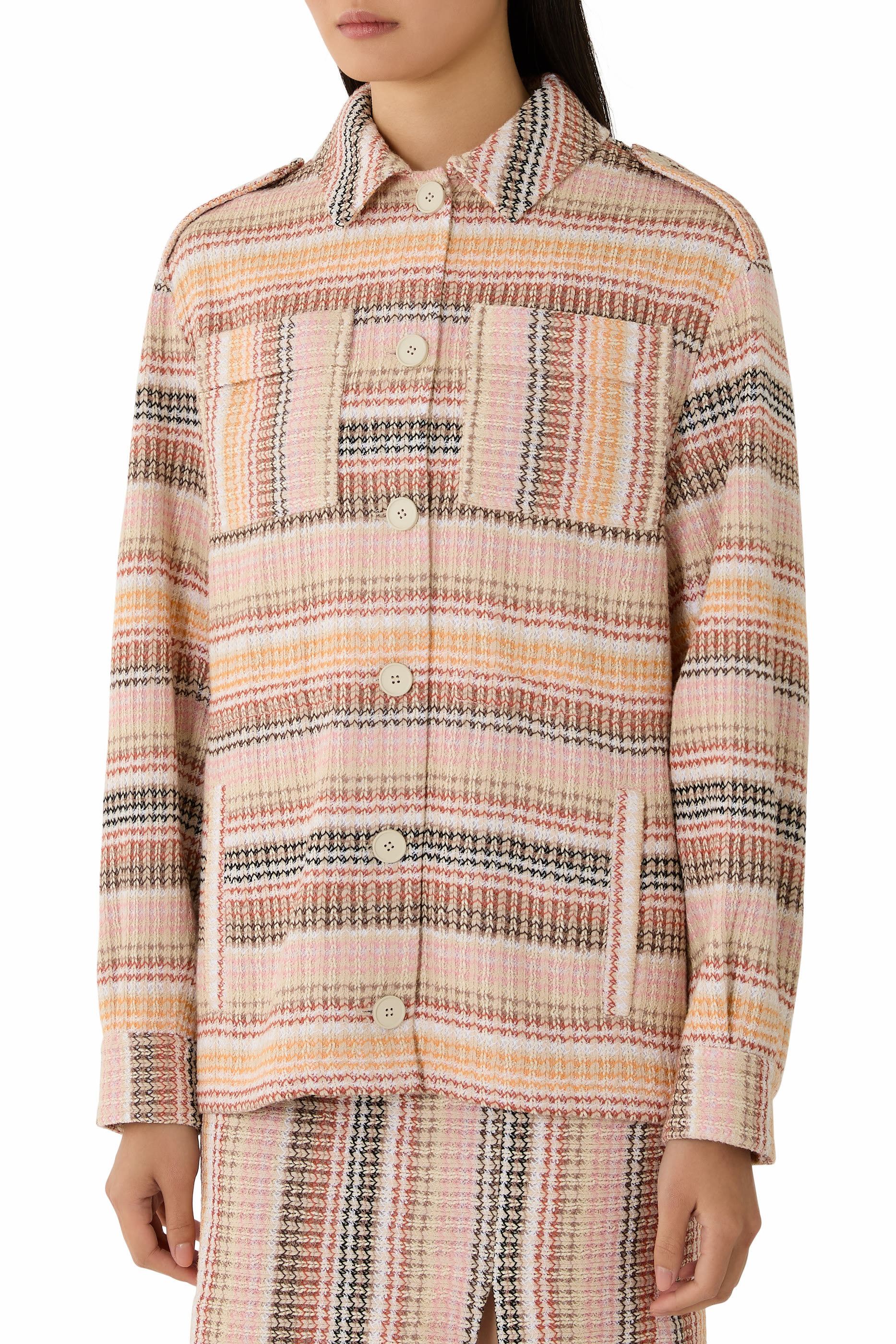 جاكيت بتصميم قميص كابردوني مزيج قطن