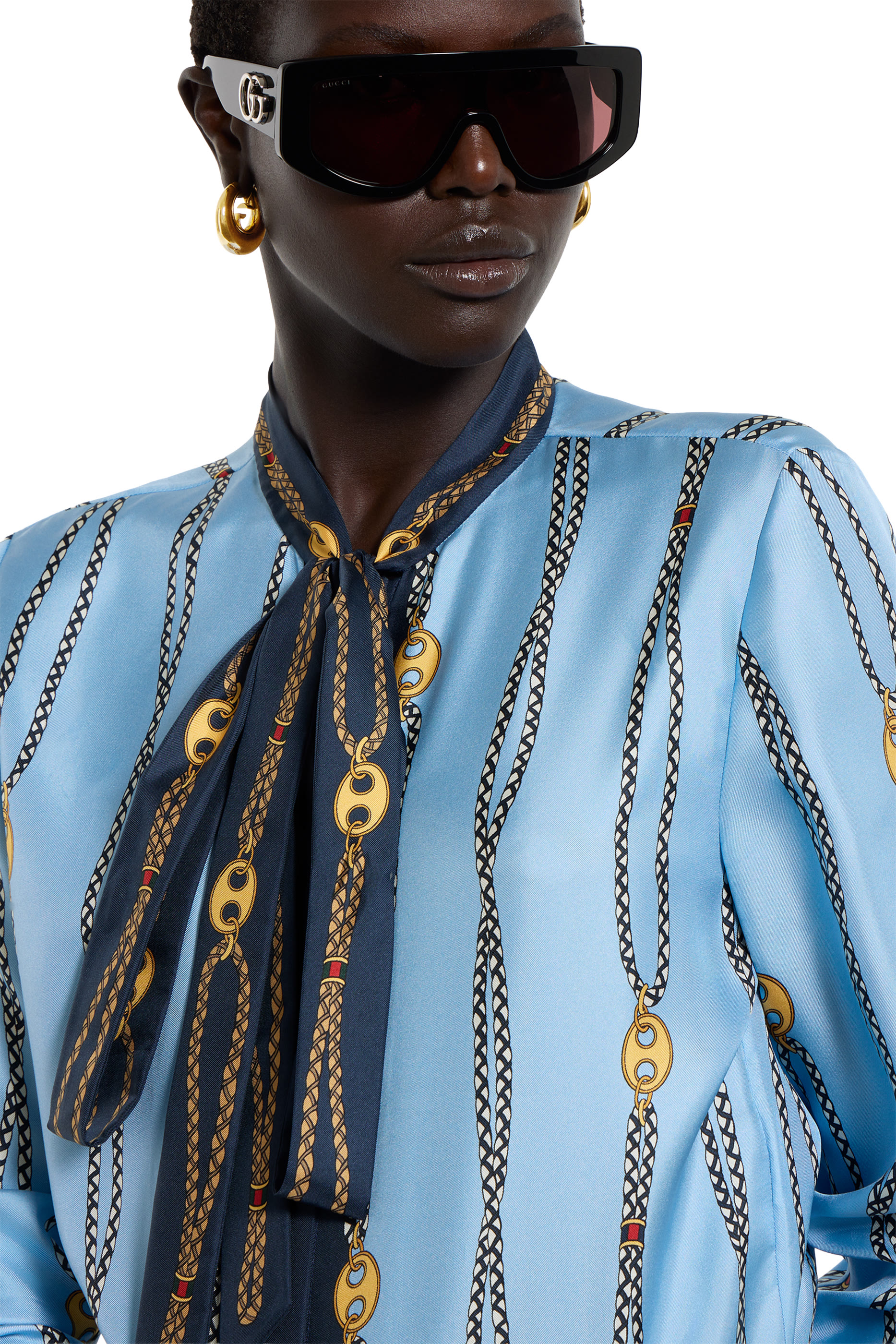 قميص بطبعات حرير تويل