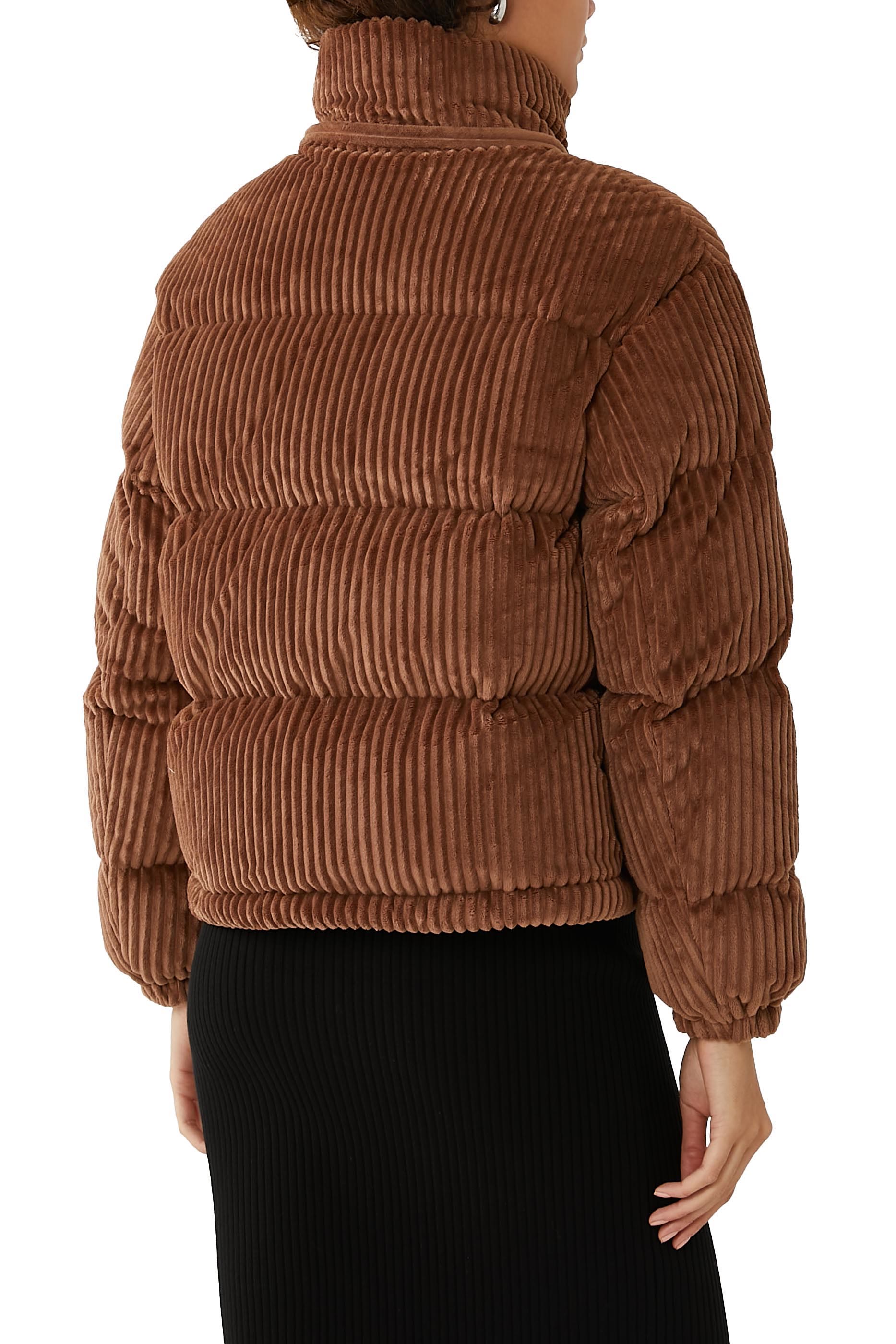 جاكيت داوس مبطن بالزغب قماش قطني مخملي مضلع