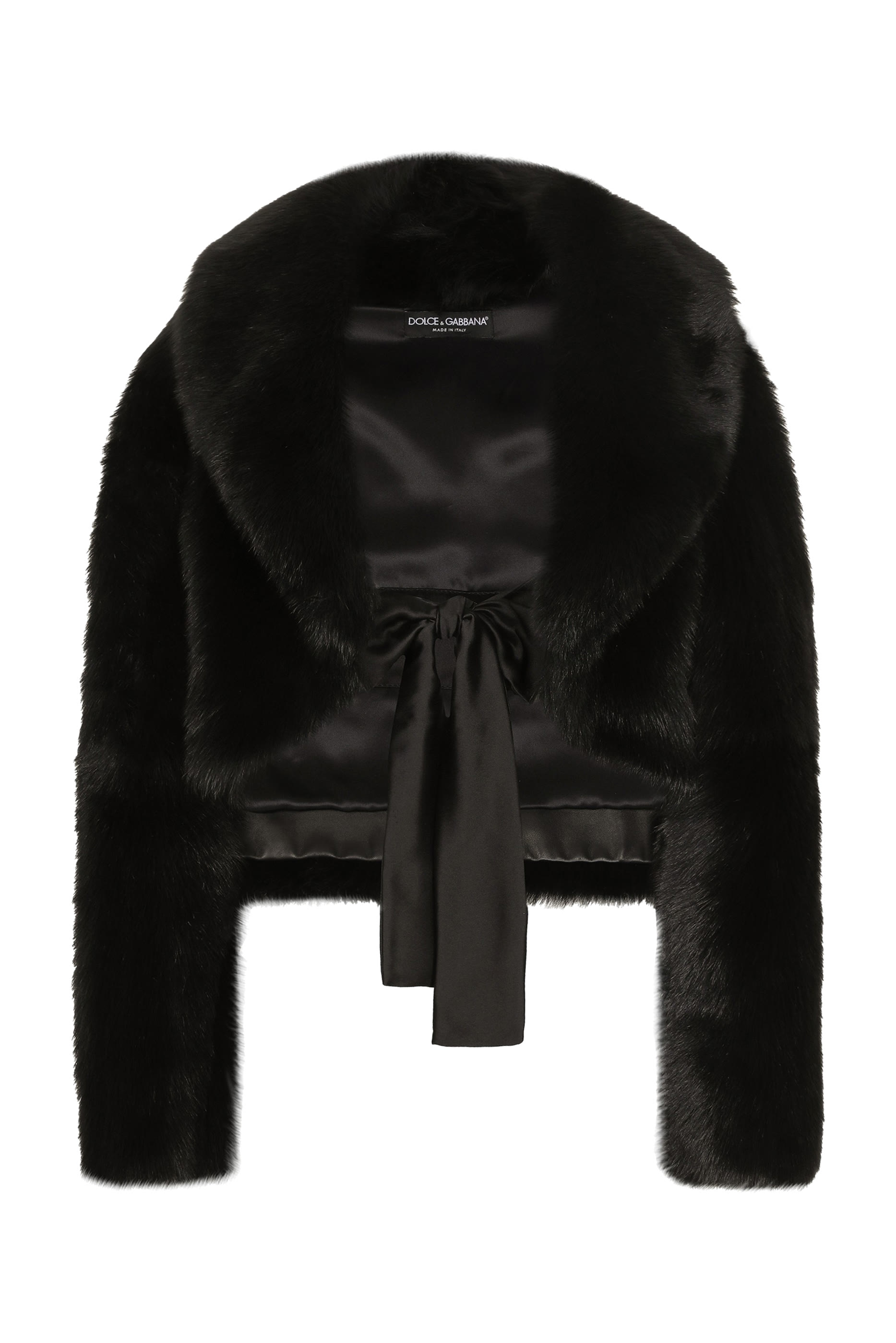 جاكيت قصير مع حزام جلد حمل