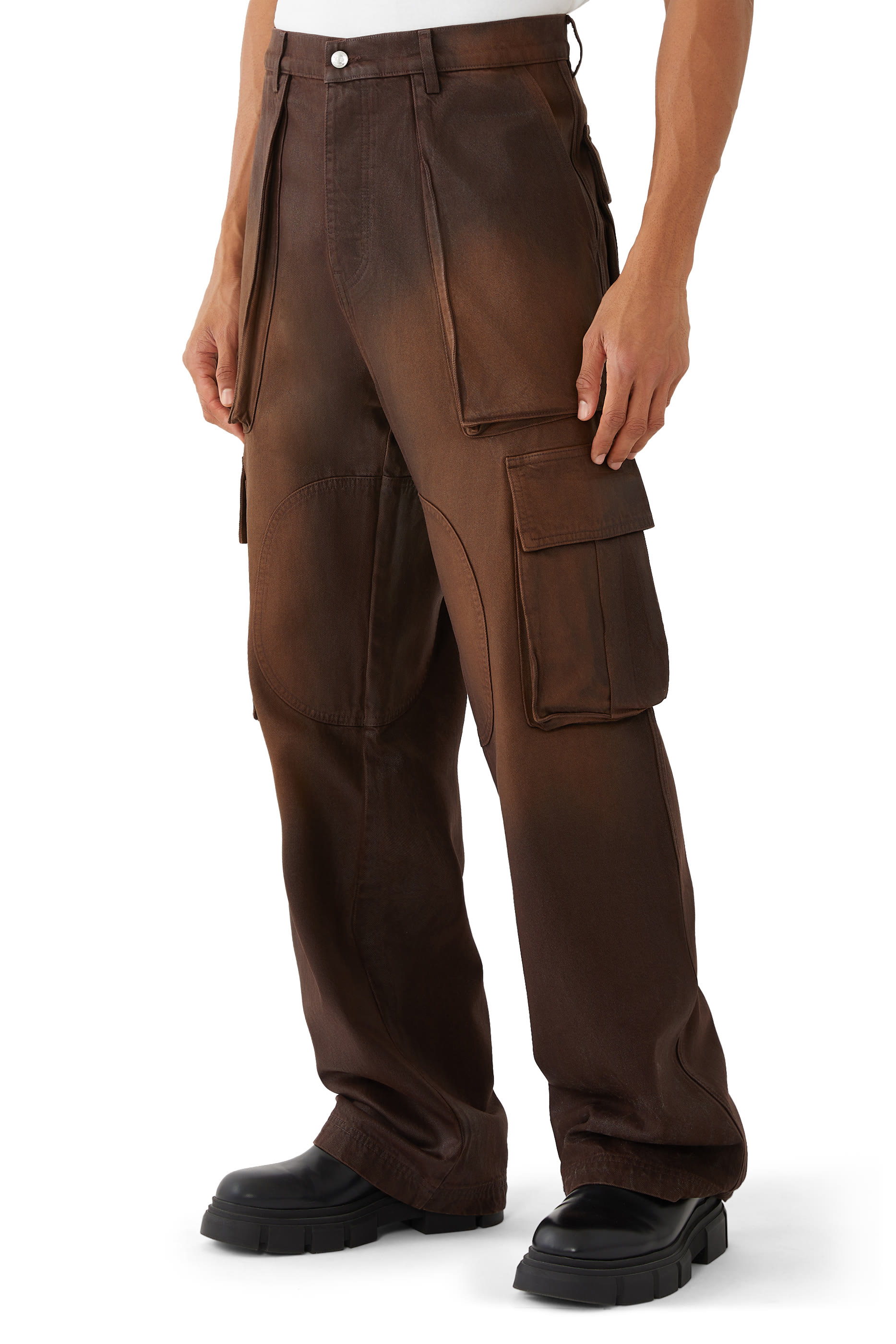 بنطال كارجو بشعار الماركة دنيم مشمع