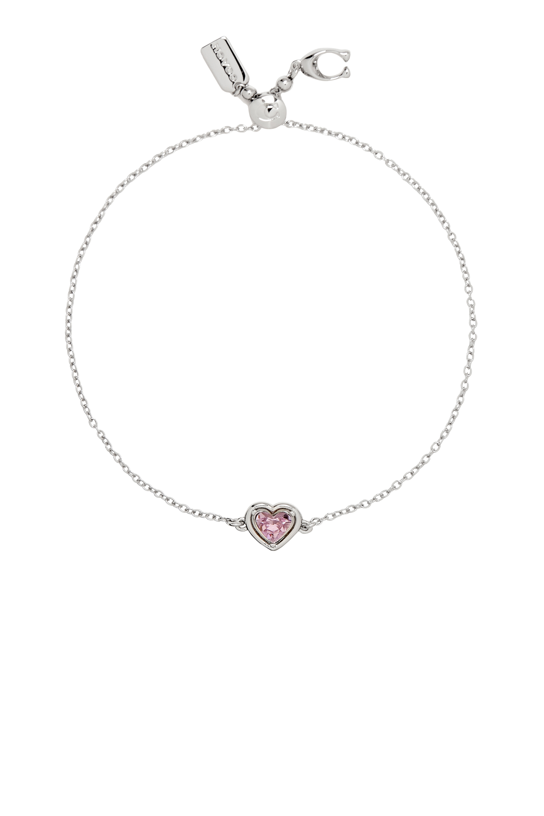 سوار هالو بحلية بتصميم قلب ومشبك متحرك، نحاس وكريستال زجاجي