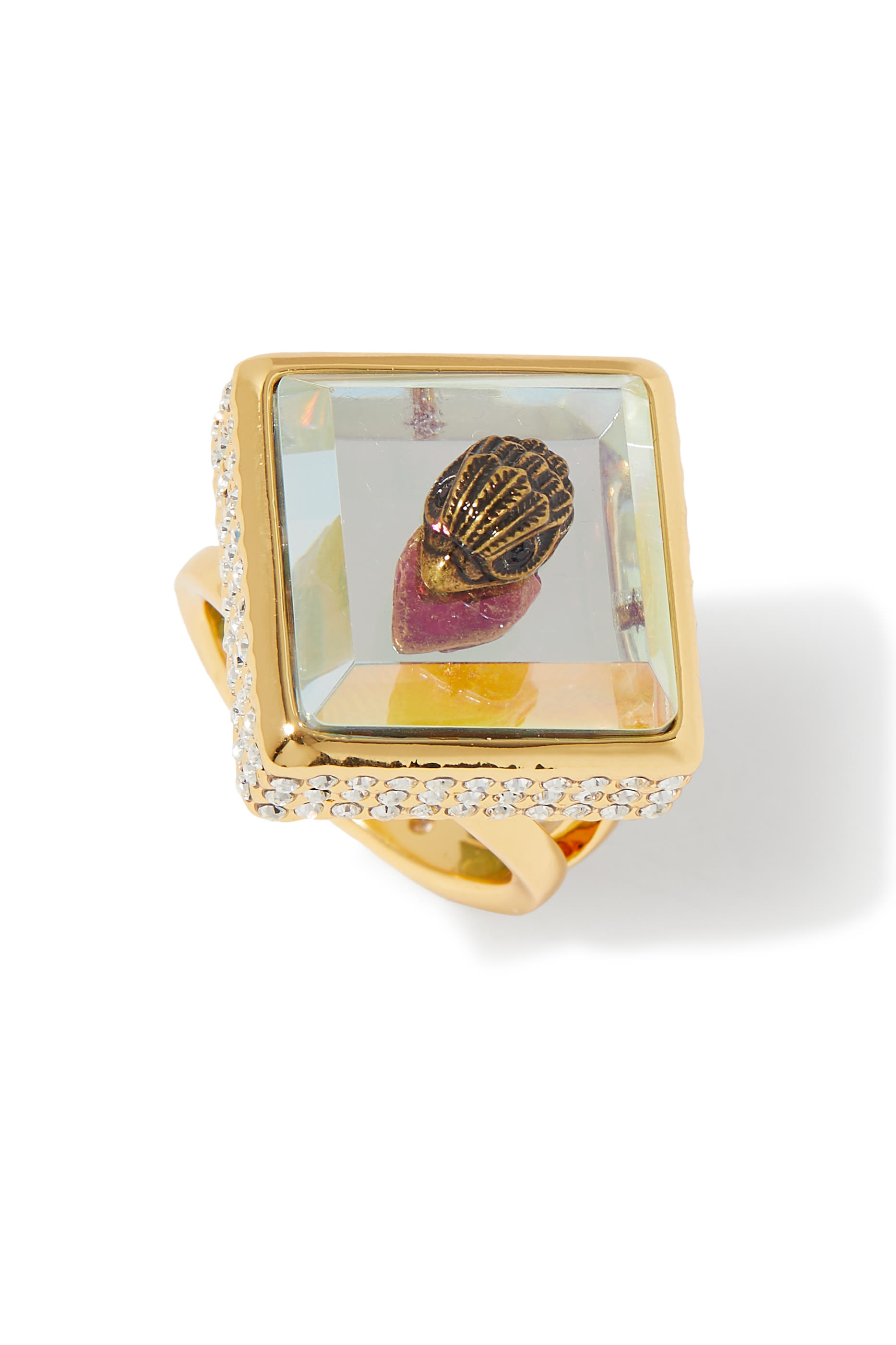 خاتم كوكتيل بتصميم مربع بشعار الماركة