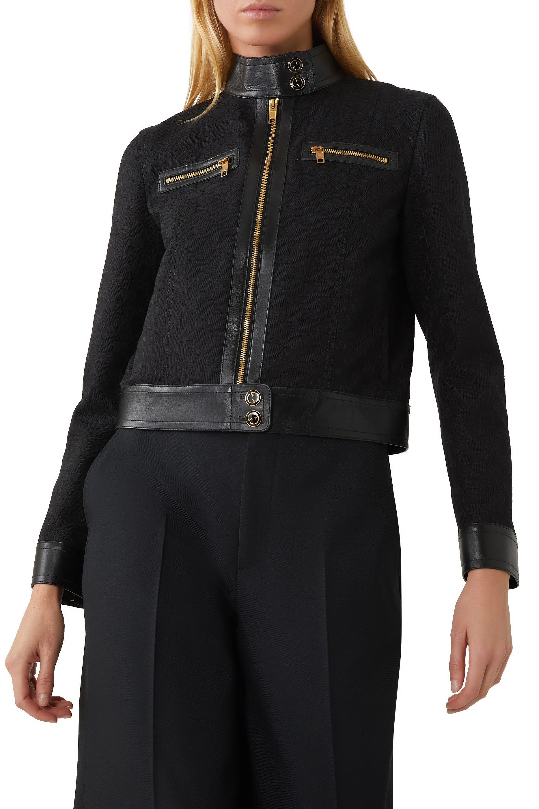 GG Canvas & Leather Jacket