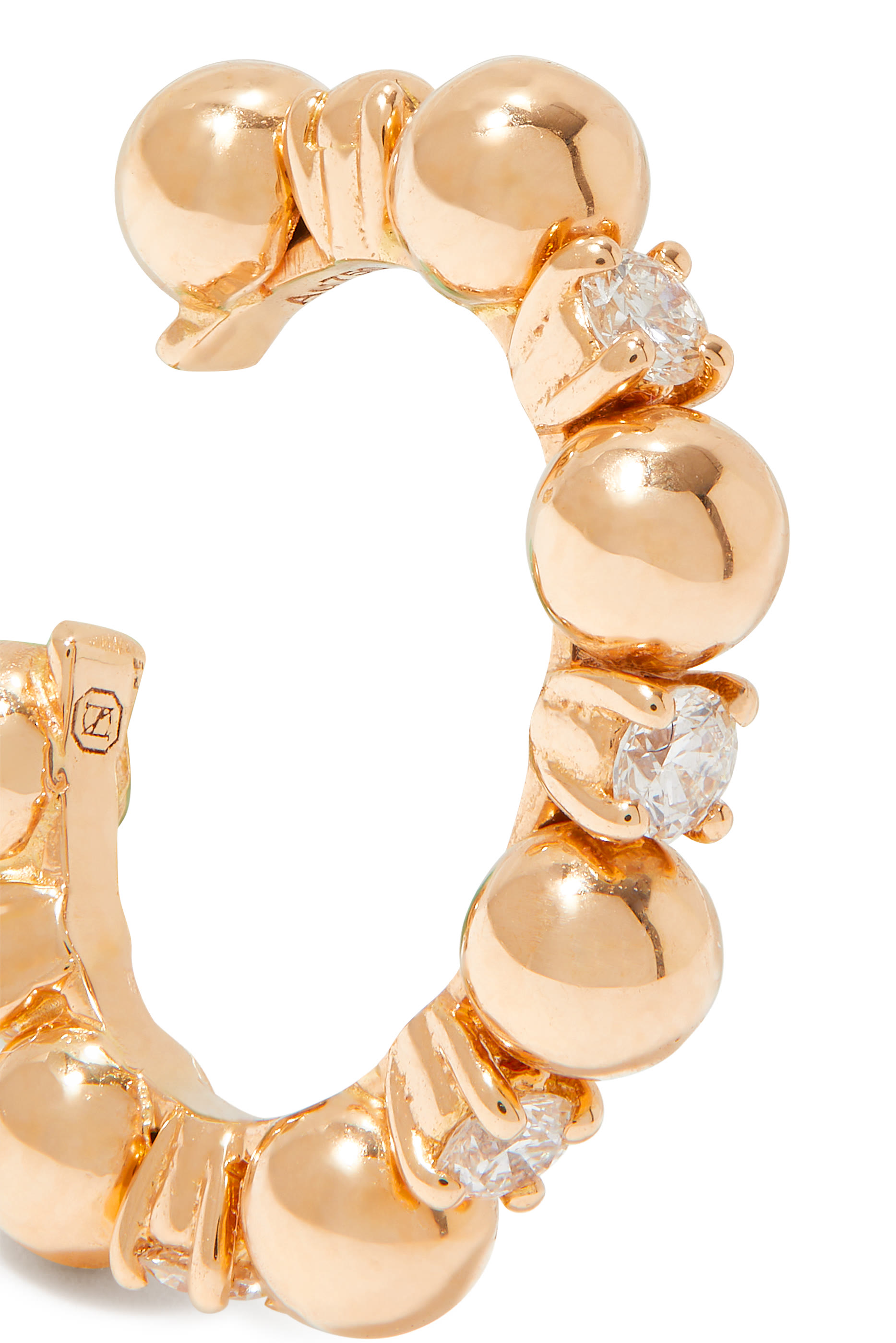 قرط مفتوح جيفو مرصع بالماس ذهب وردي عيار 18