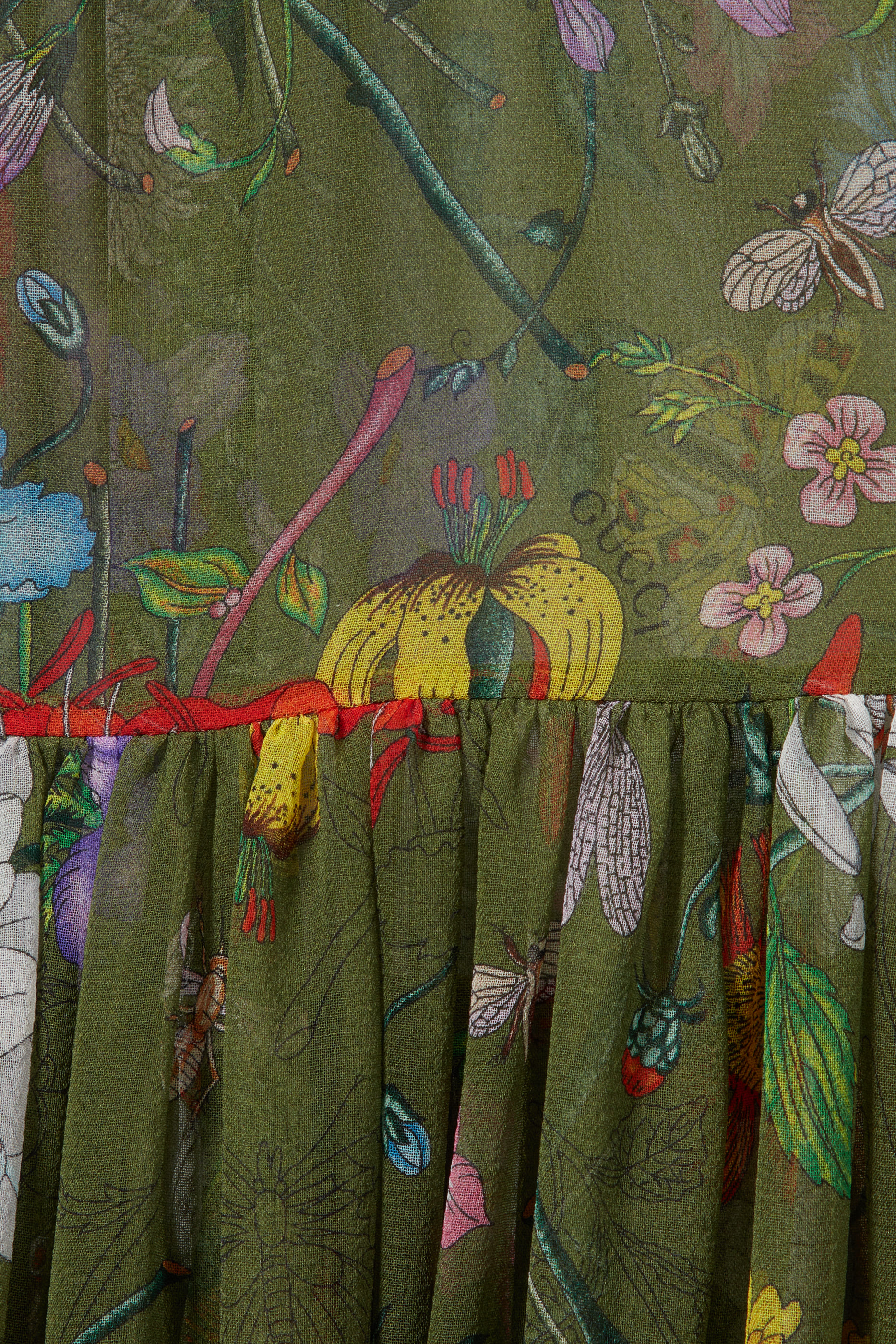 Floral Print Silk Pleated Maxi Dress