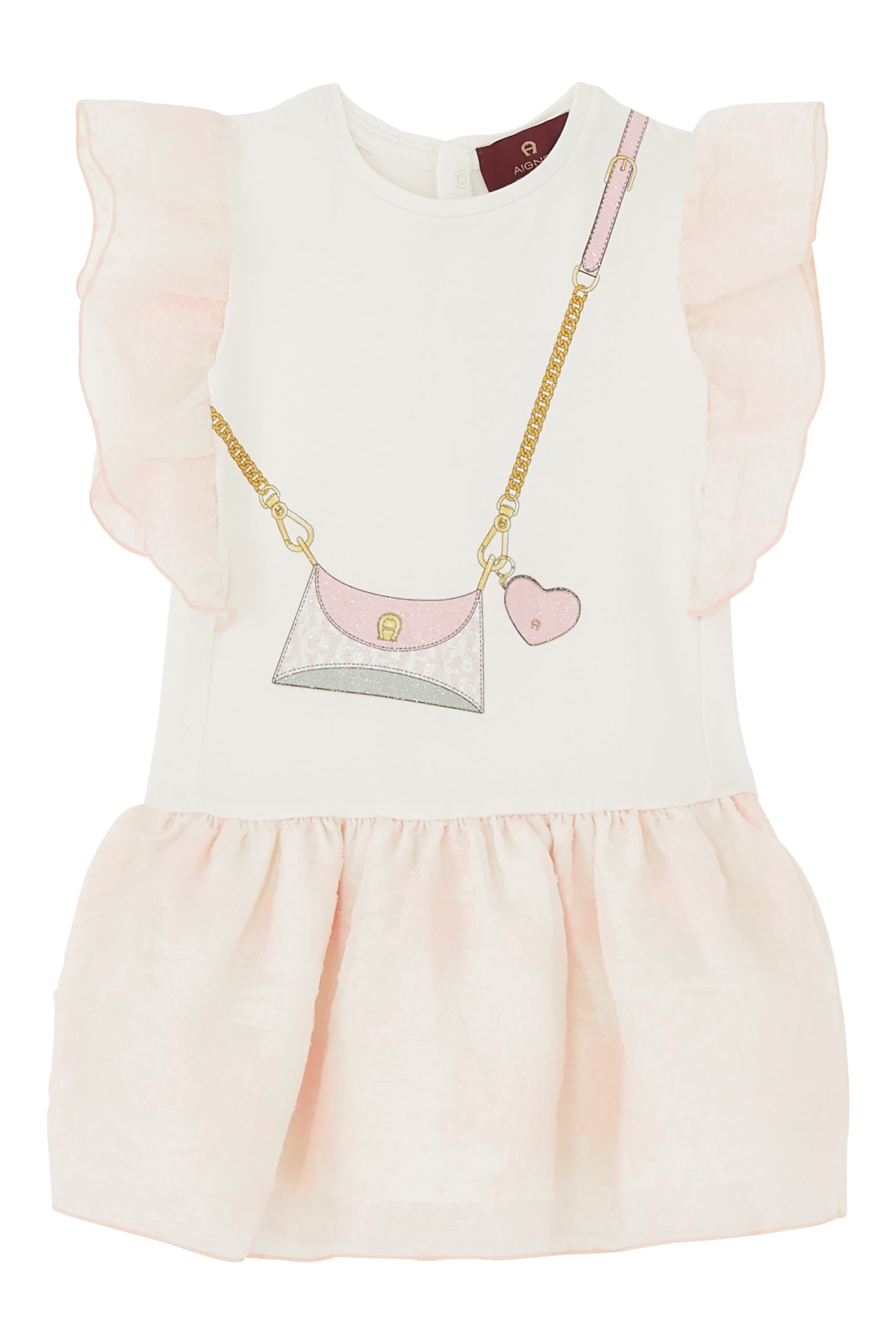 فستان للأطفال بكشكش وطبعة محفظة