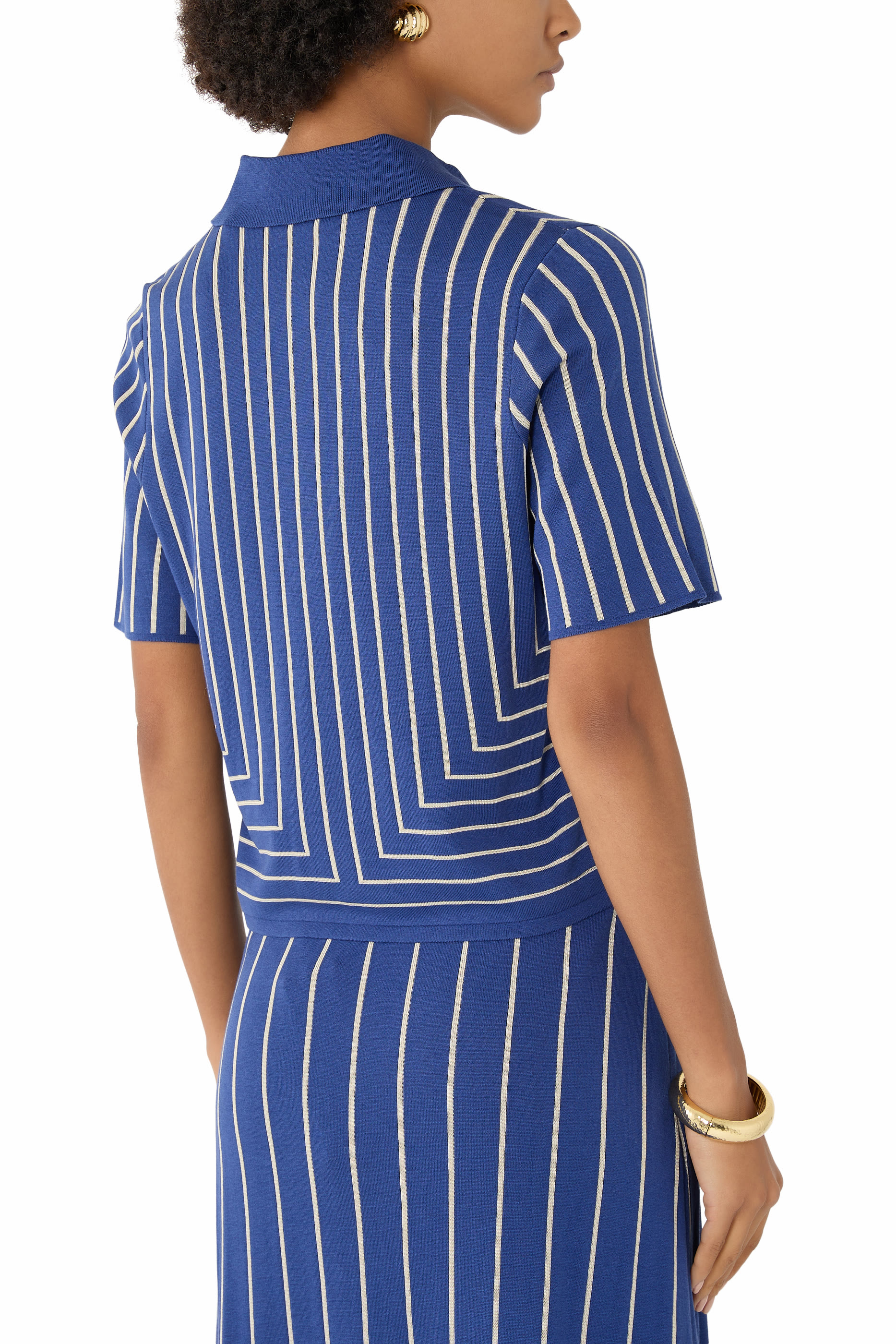 بلوزة بنقشة هندسية مزيج حرير وجاكار