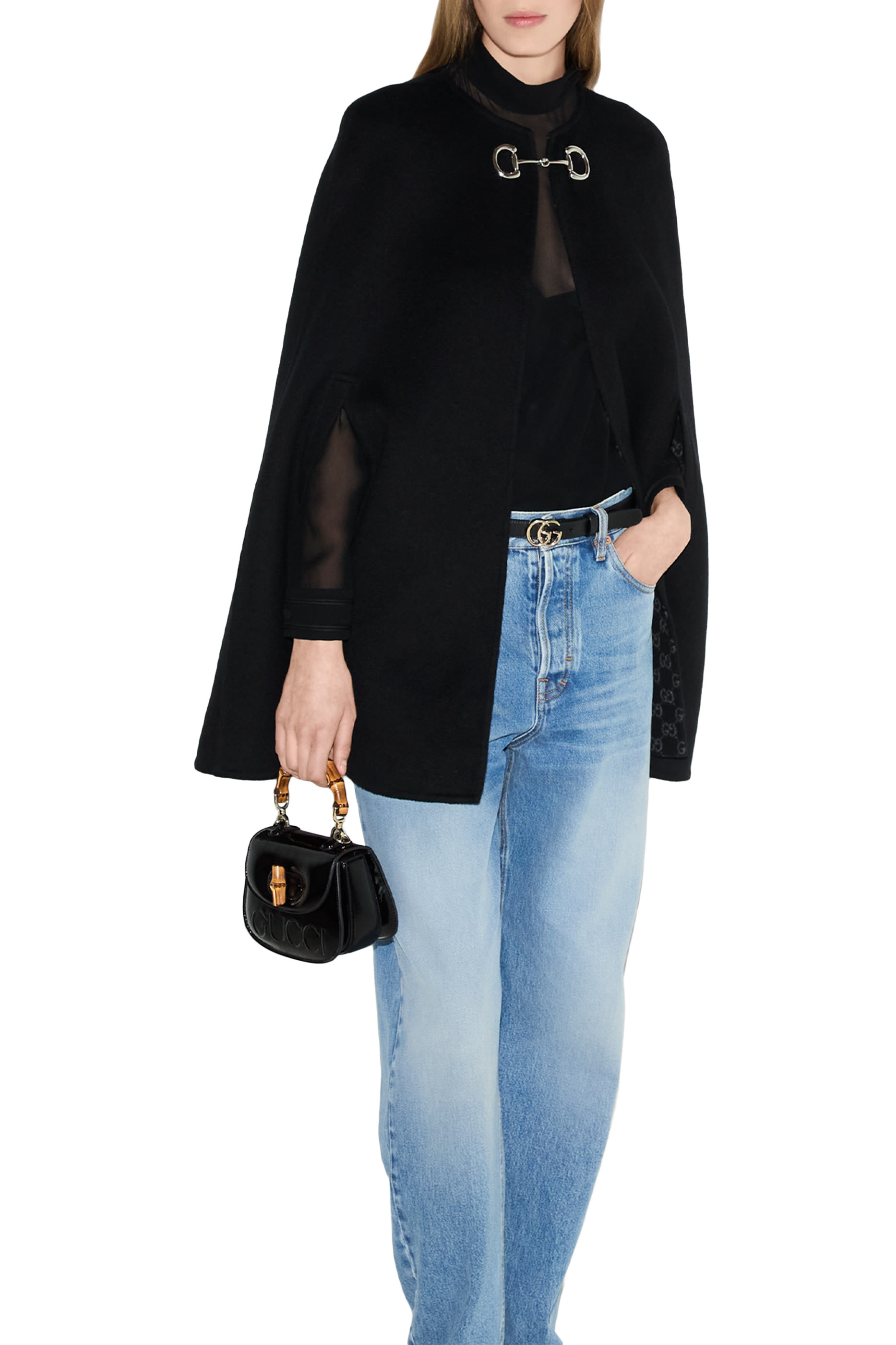 كاب مزين بشعار الماركة صوف وحرير