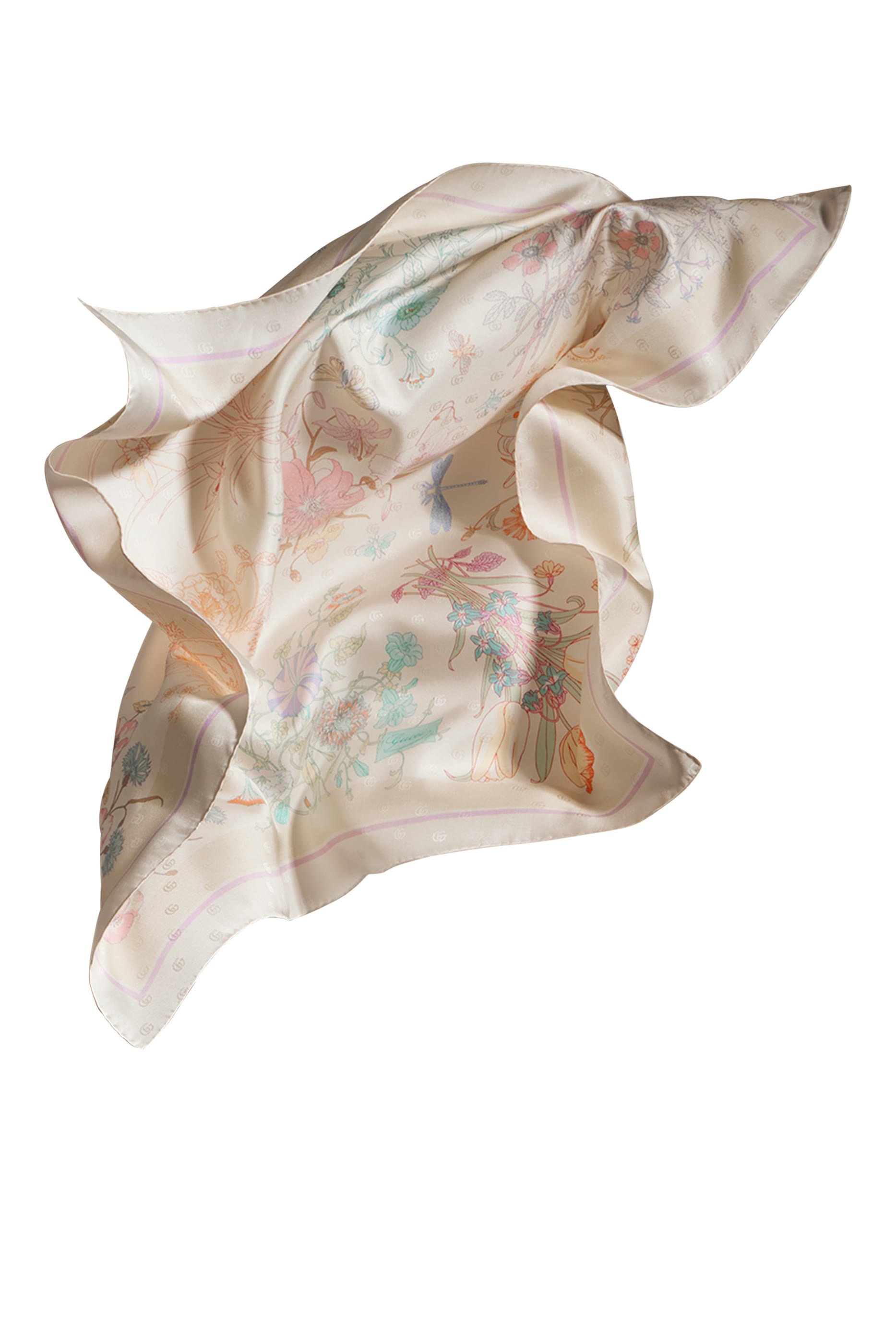 وشاح مربع بنقشة حرفي شعار الماركة حرير جاكار