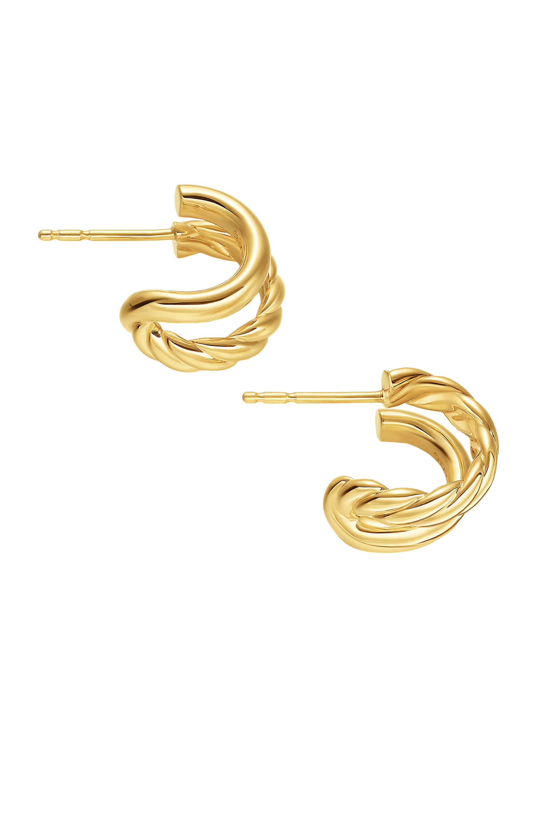 DY Mercer&reg; Double Hoop Huggie Earrings, 18K Yellow Gold
