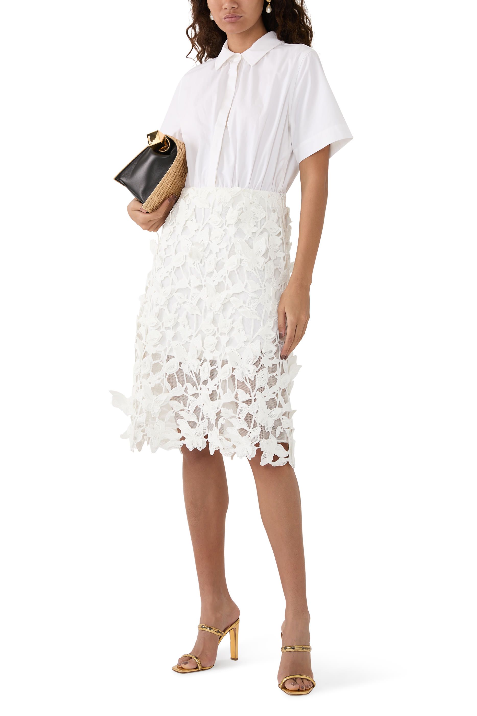 فستان كوليت متوسط الطول بجزء بارز الملمس