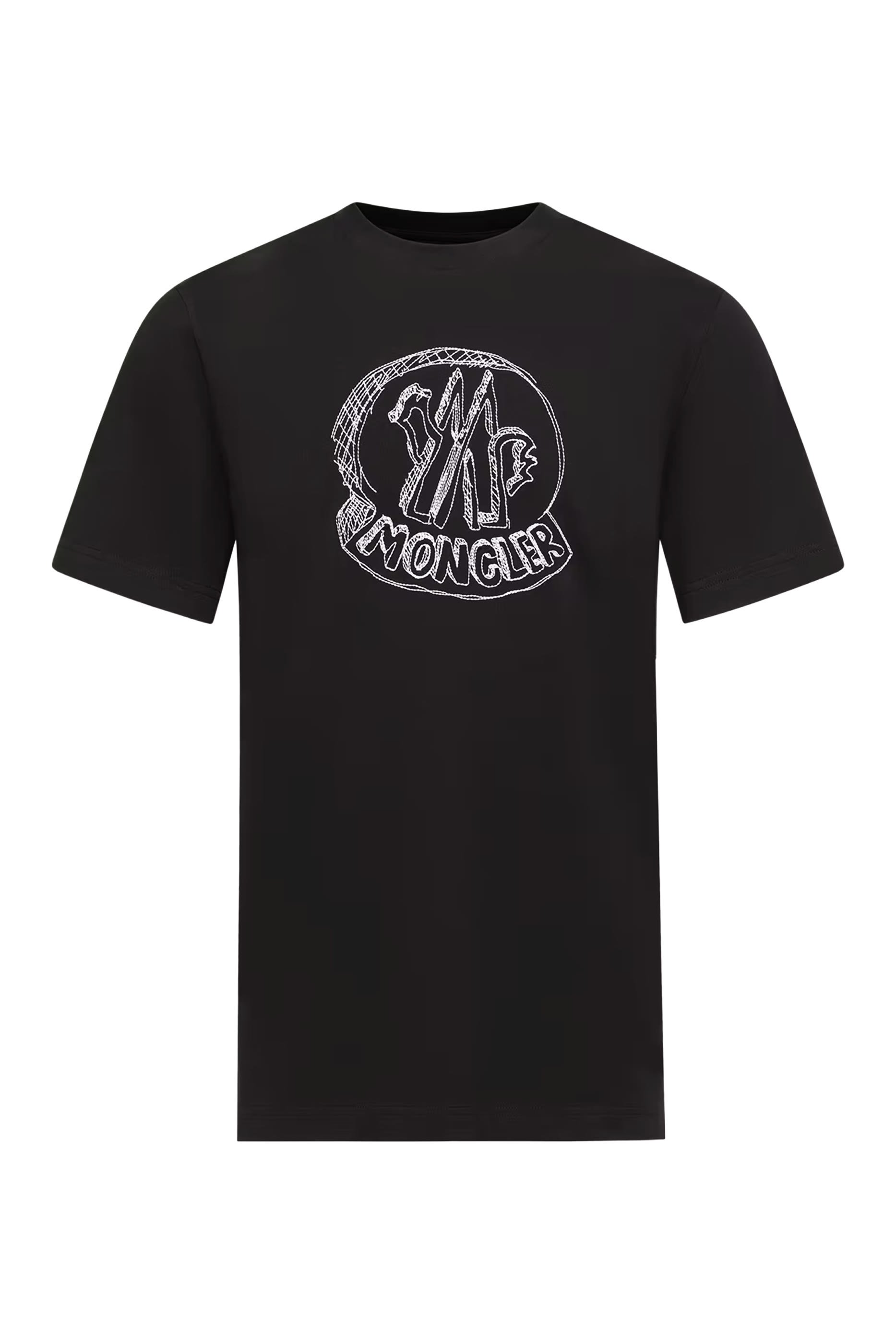 تيشيرت مطرز بشعار الماركة بتصميم تخطيطي