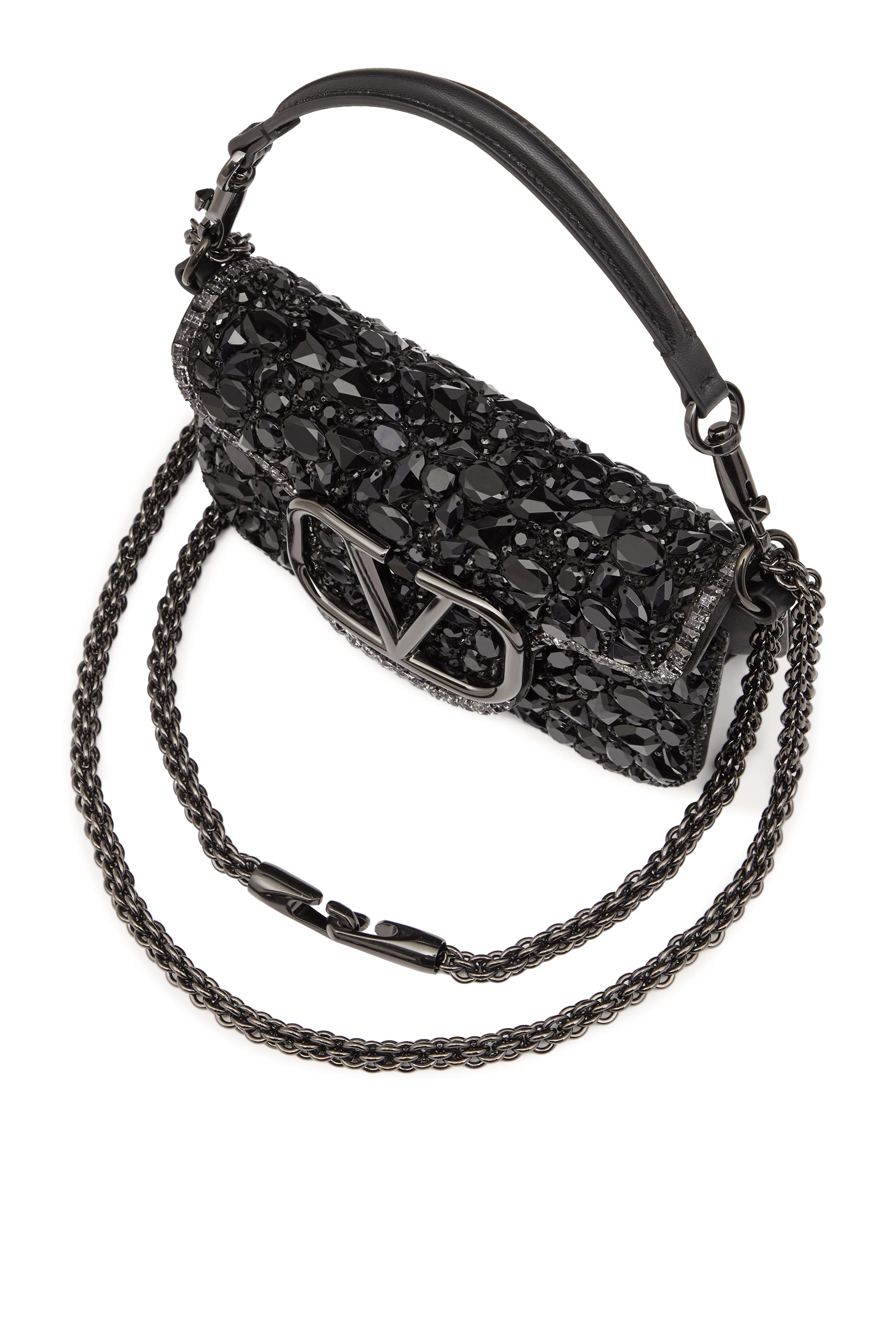 حقيبة كتف فالنتينو غارافاني لوكو صغيرة مزينة بالترتر