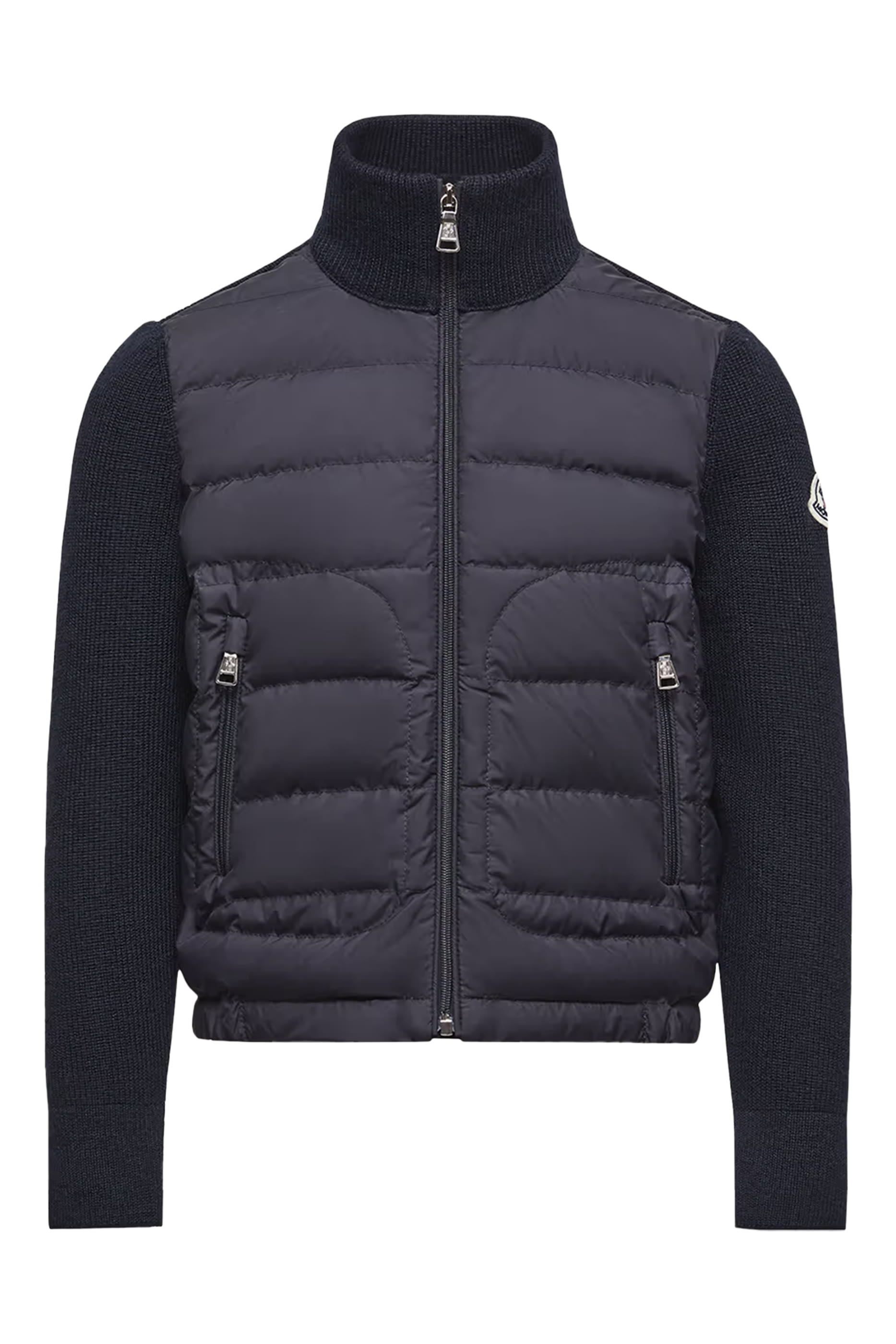 Kids Padded Wool Blend Zip-Up Cardigan