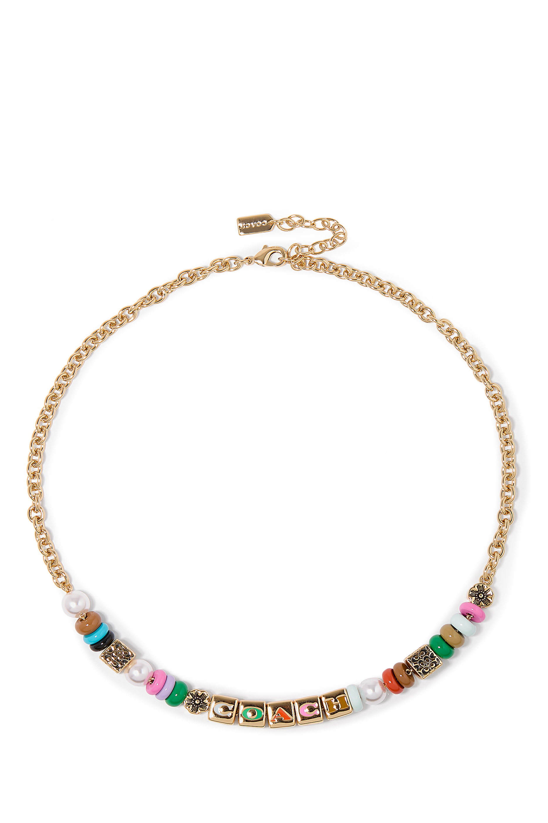 قلادة مزينة بخرز بشعار الماركة