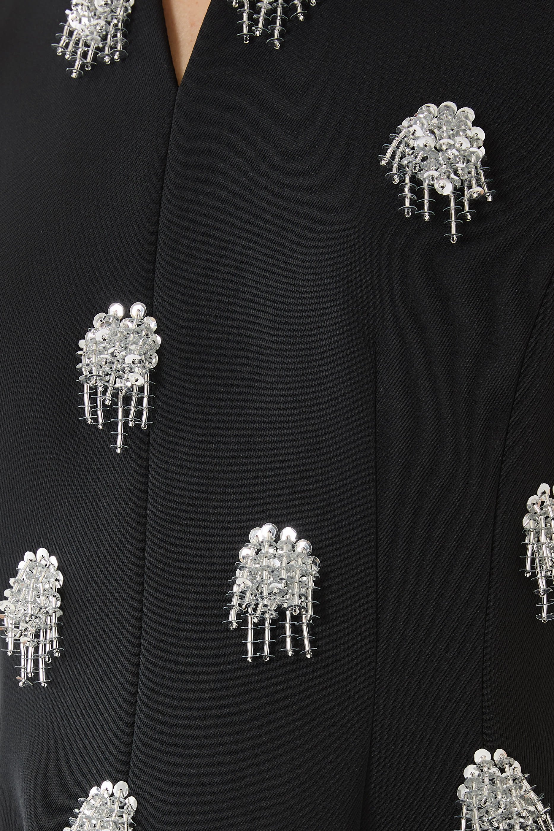 فستان بيثاني قصير تويل مزين