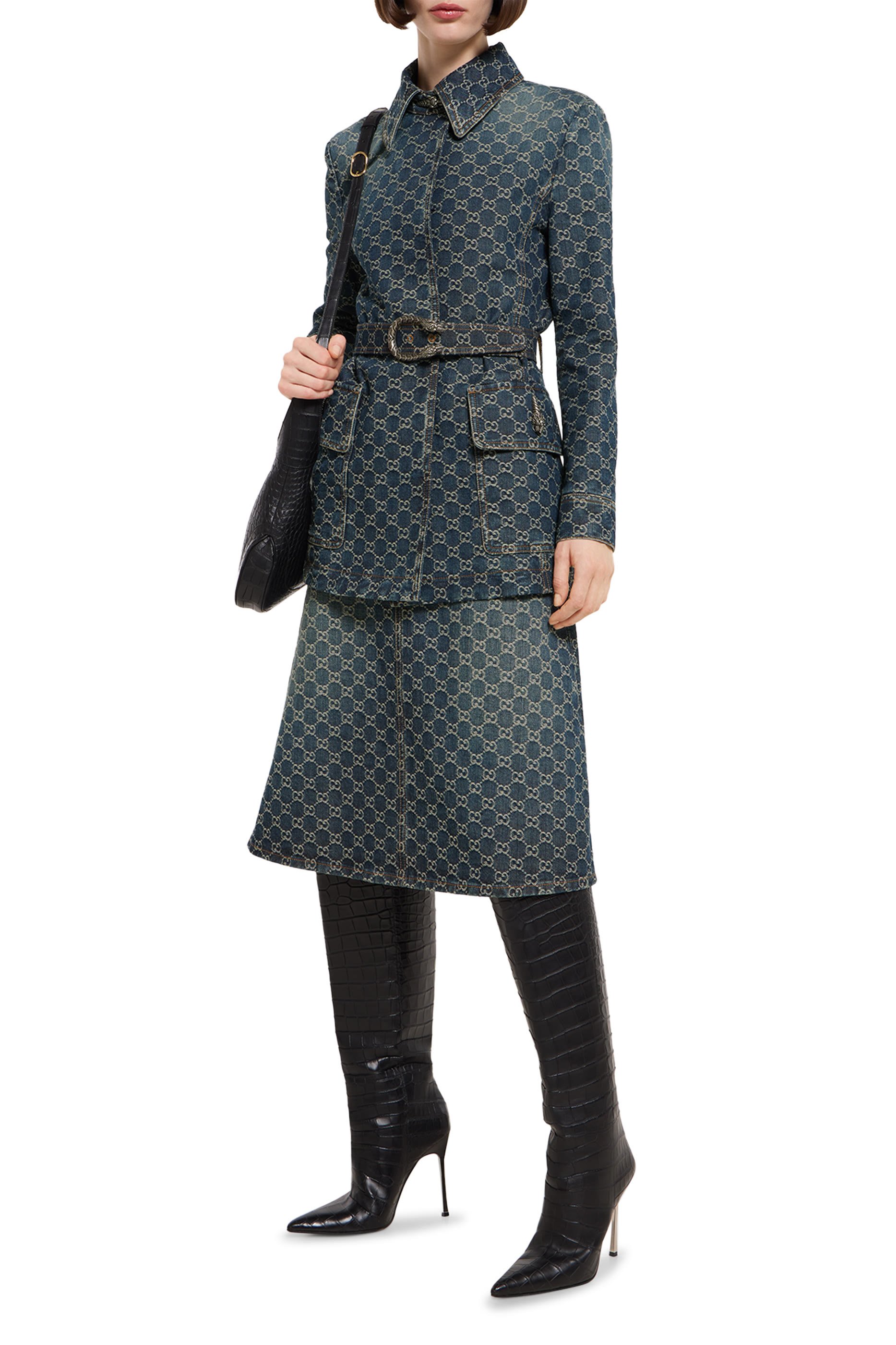 تنورة بشعار الماركة جاكار قطن دنيم