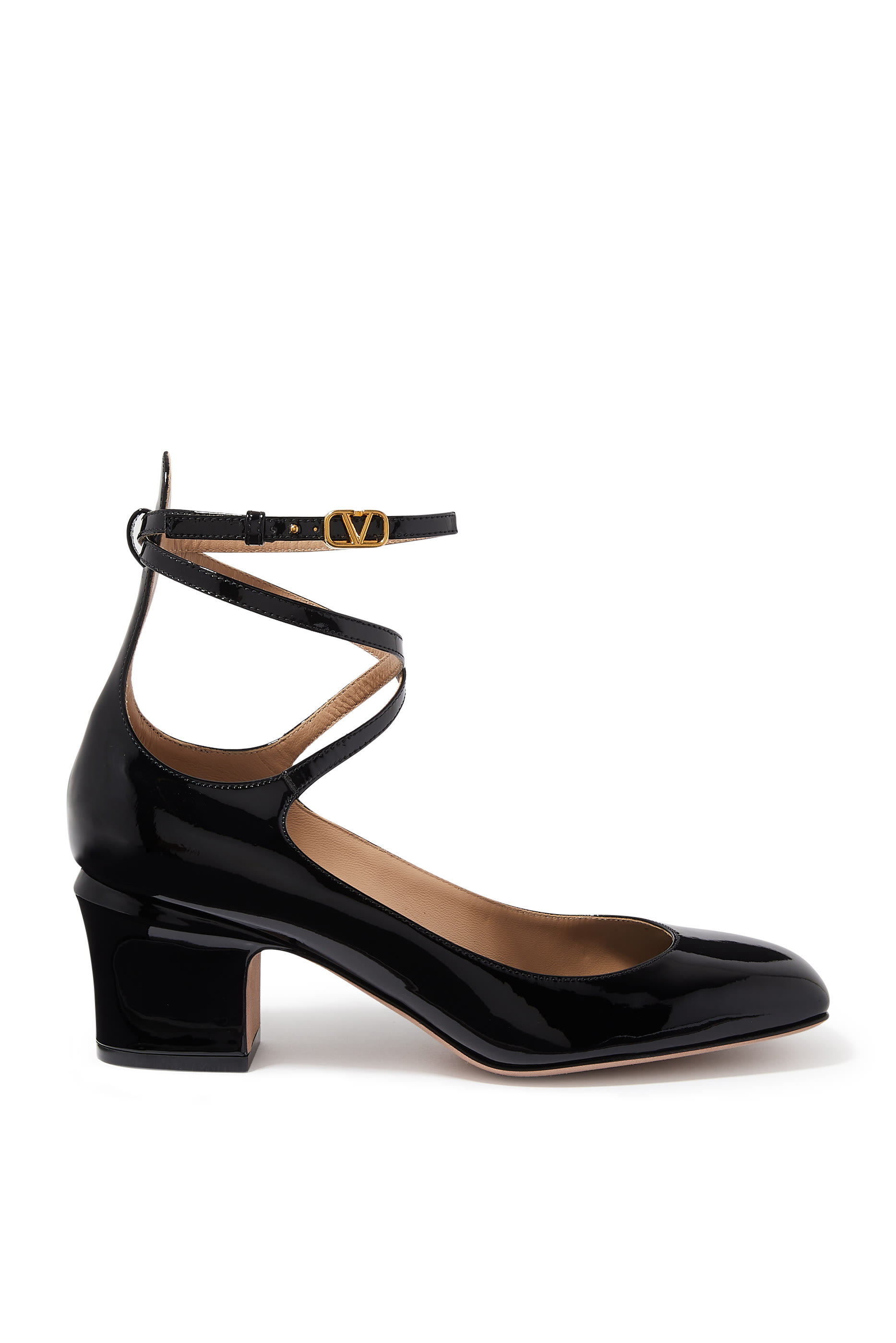 حذاء كلاسيكي فالنتينو غارافاني تان جو جلد لامع بكعب مقاس 60 مم