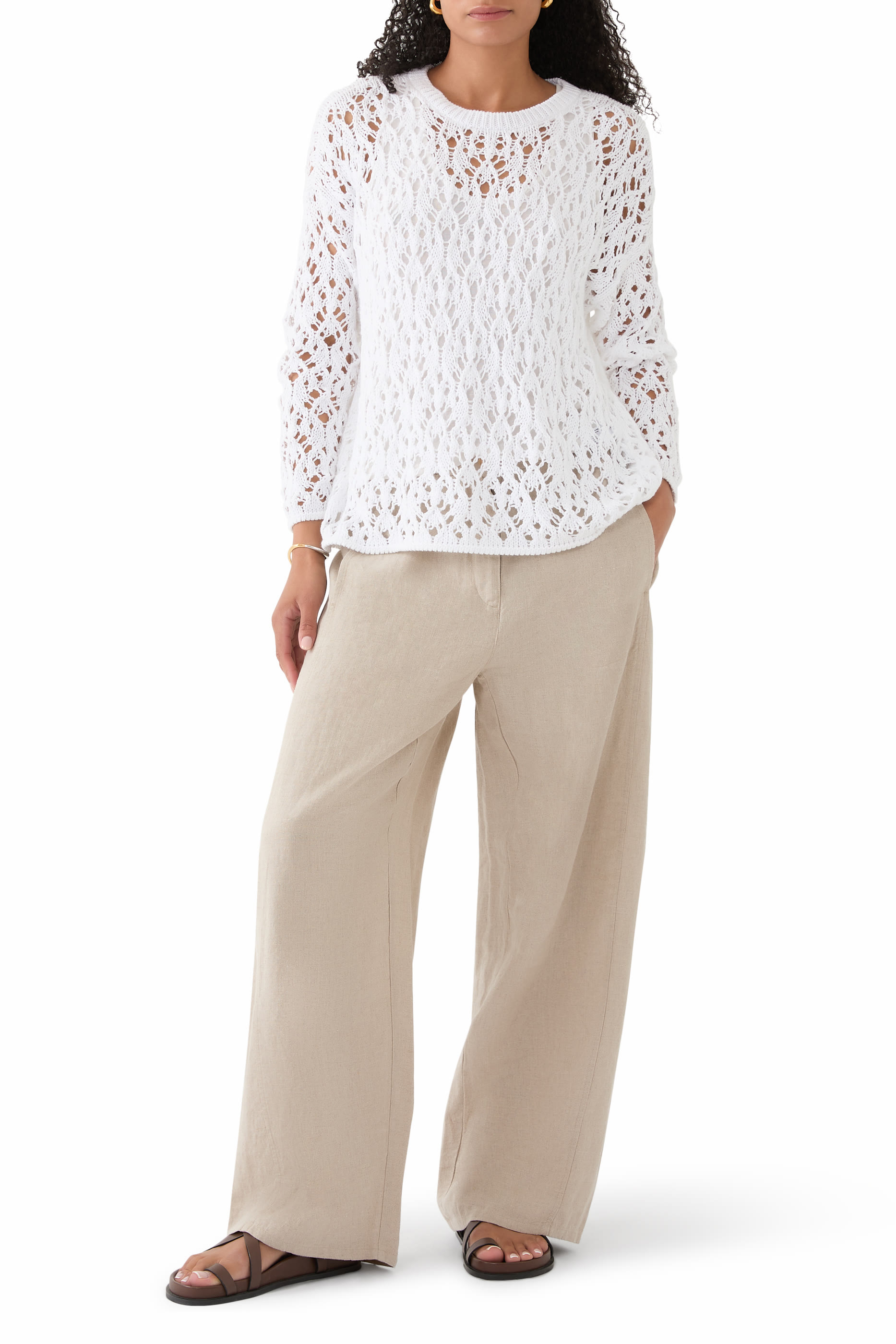 بلوزة بياقة ضيقة قطن عضوي من بيرو