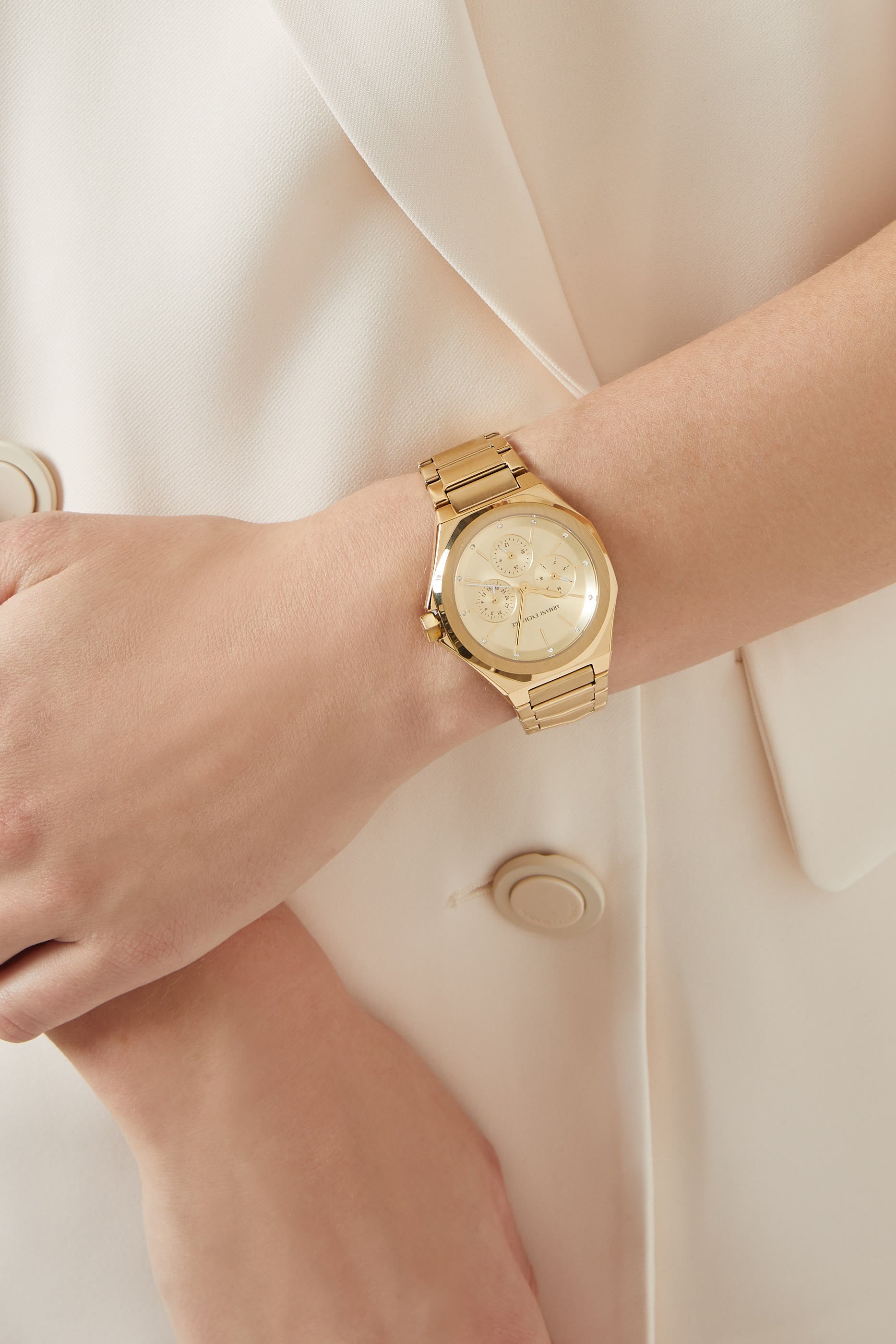 ساعة متعددة الوظائف ثنائية اللون ستانليس ستيل