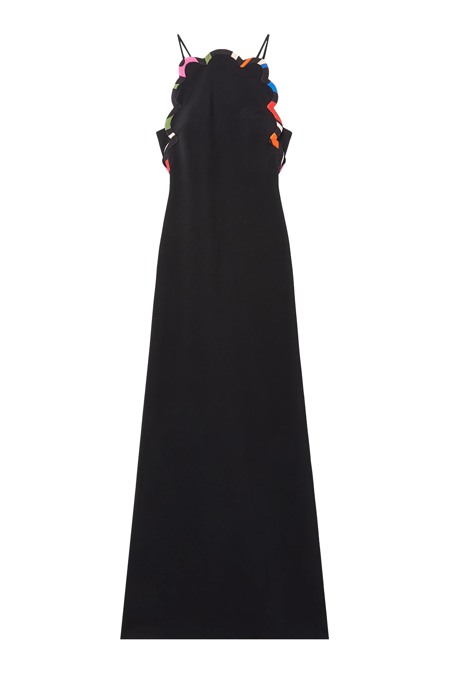 فستان سهرة طويل بحافة صدفية كريب