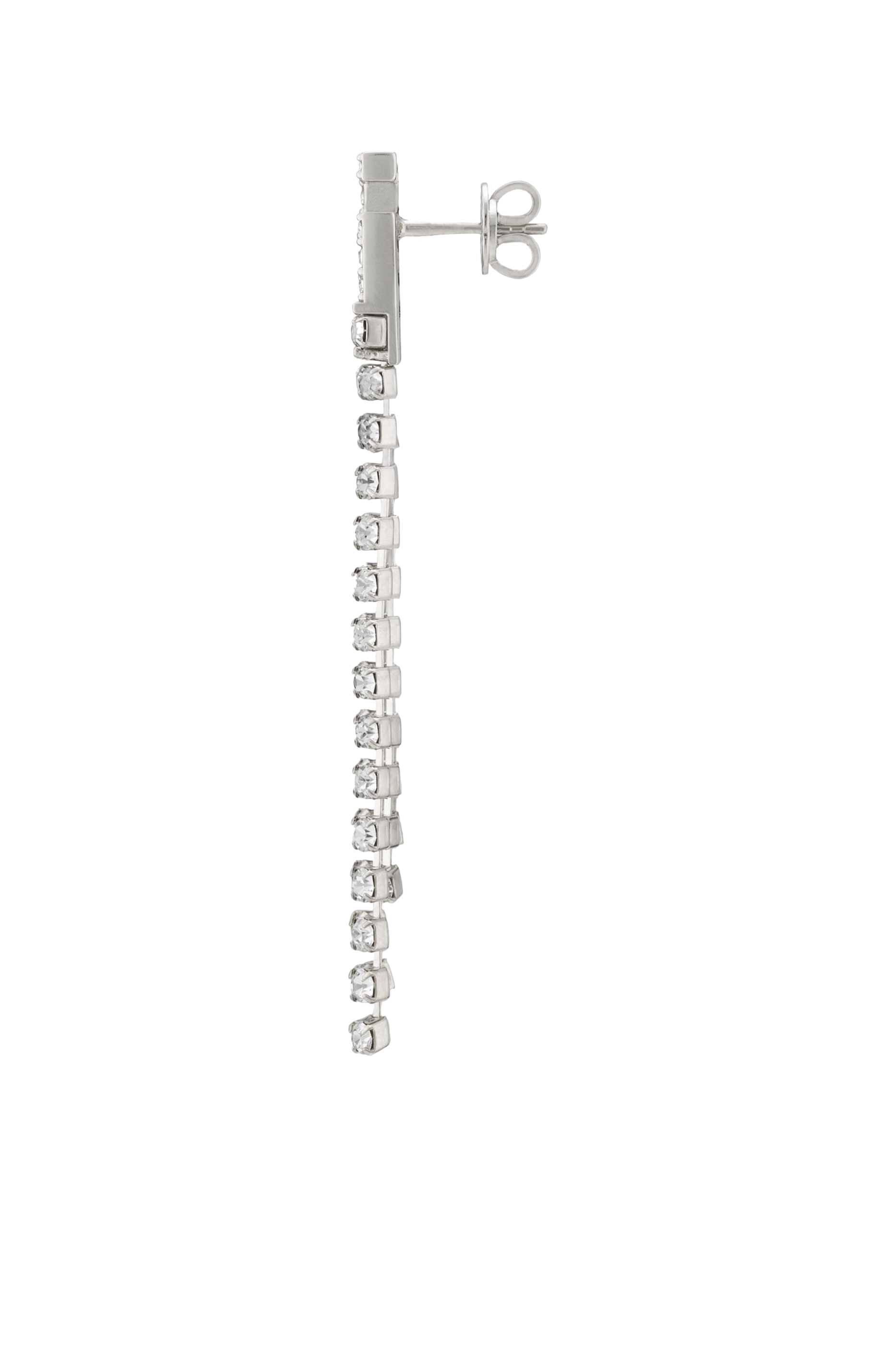 أقراط بحلية مربعة بتصميم حرف شعار الماركة مرصعة بالكريستال