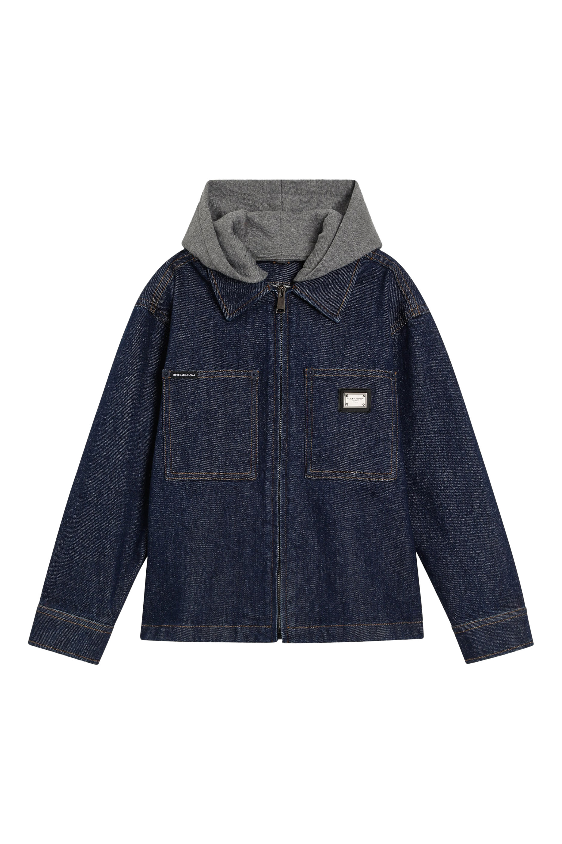Kids Denim Jacket with Embossed Embroidery