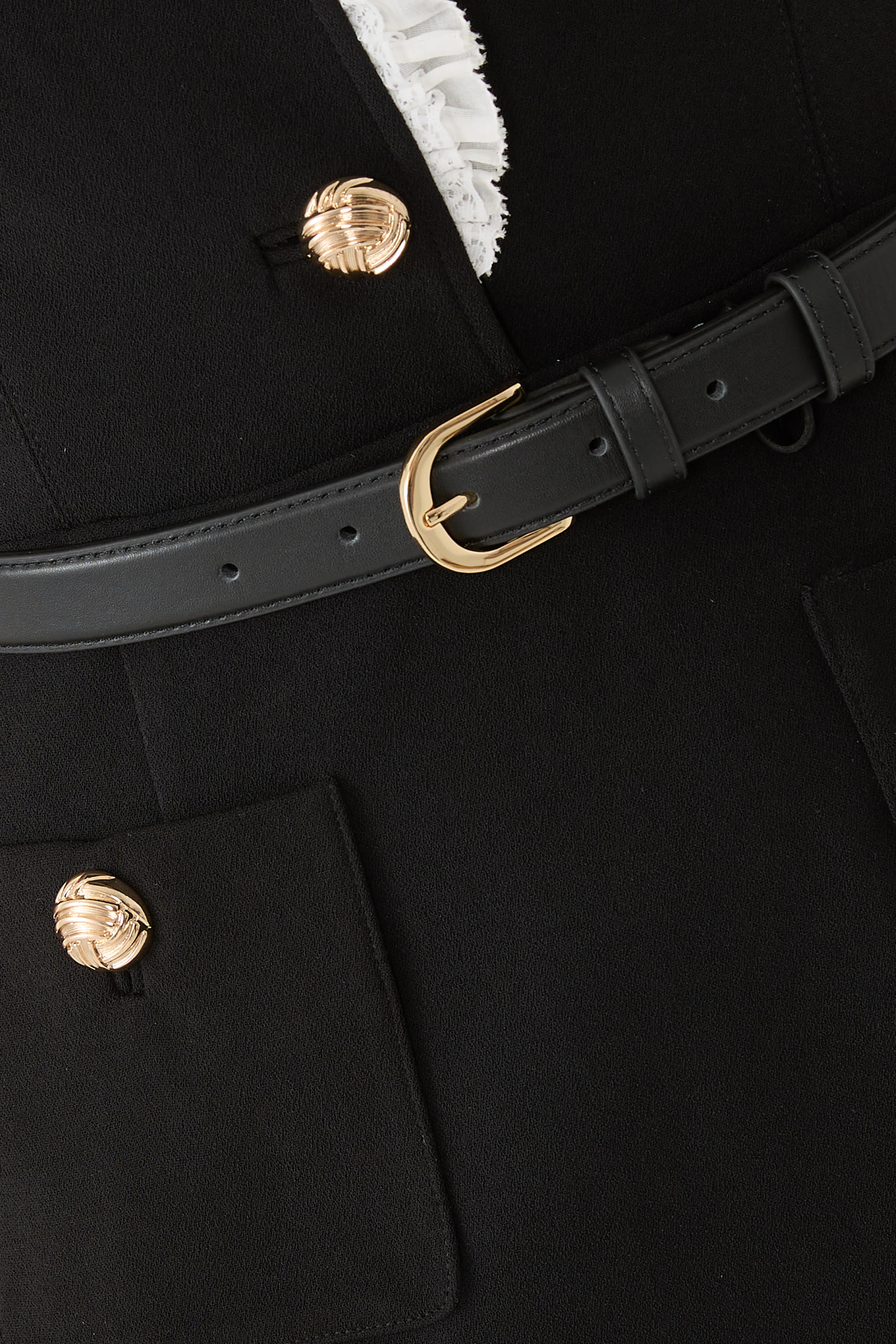 Crepe Contrast Frill Midi Dress