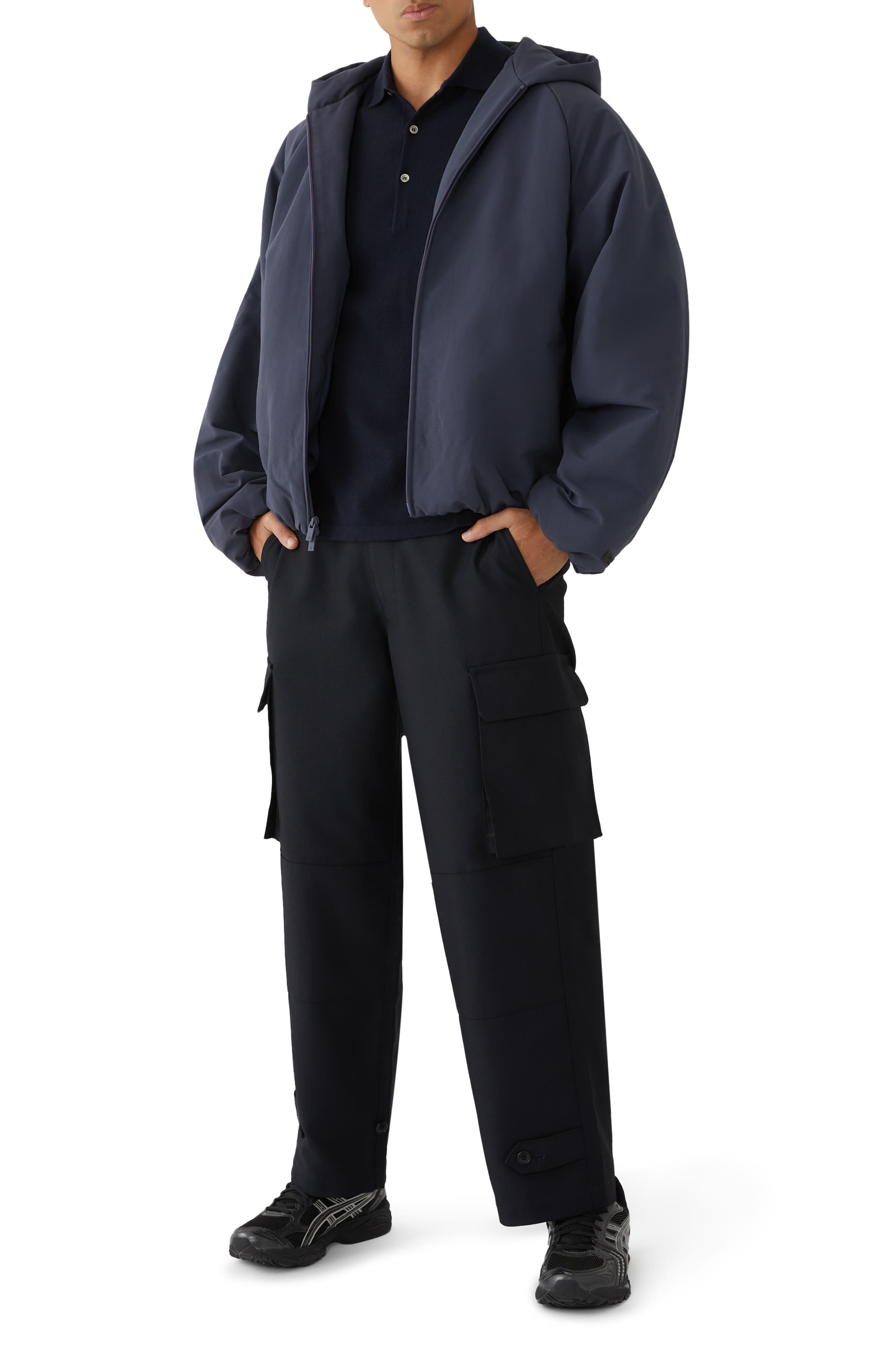 بومبر ميليتاري بغطاء للرأس نايلون