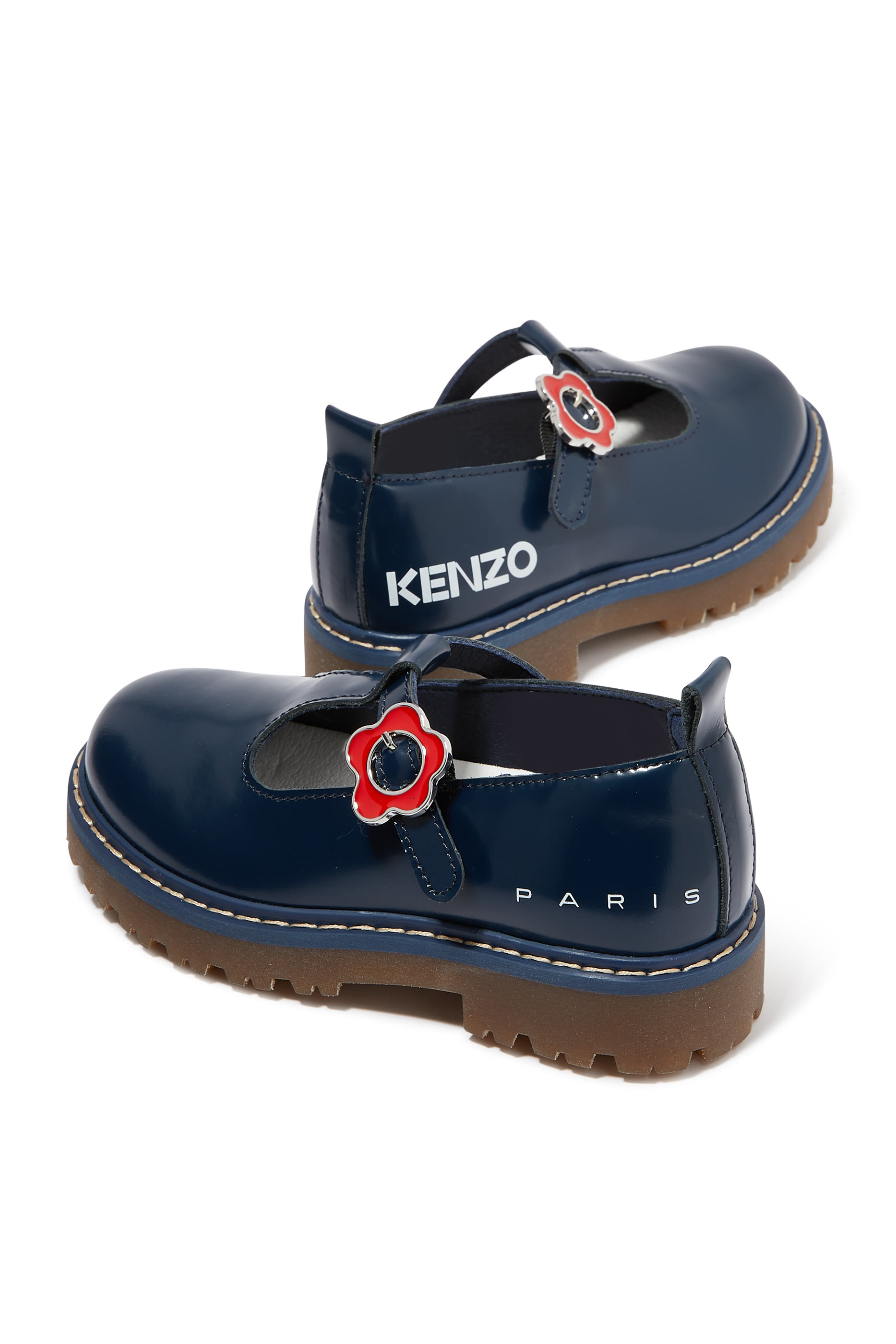 حذاء باليرينا جلد بشعار الماركة للأطفال