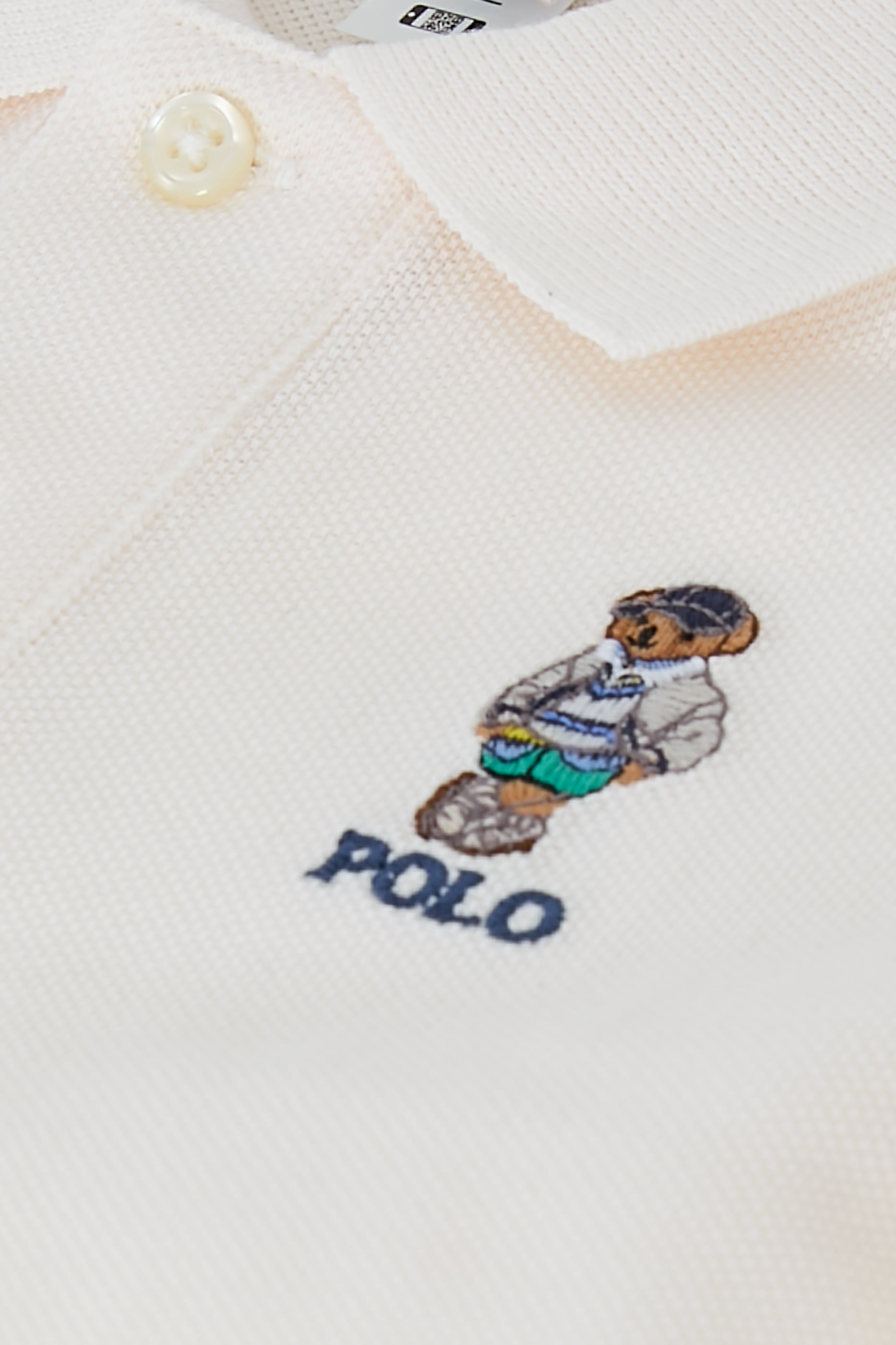 قميص بولو بنقشة الدب تيدي قطن شبكي للأطفال