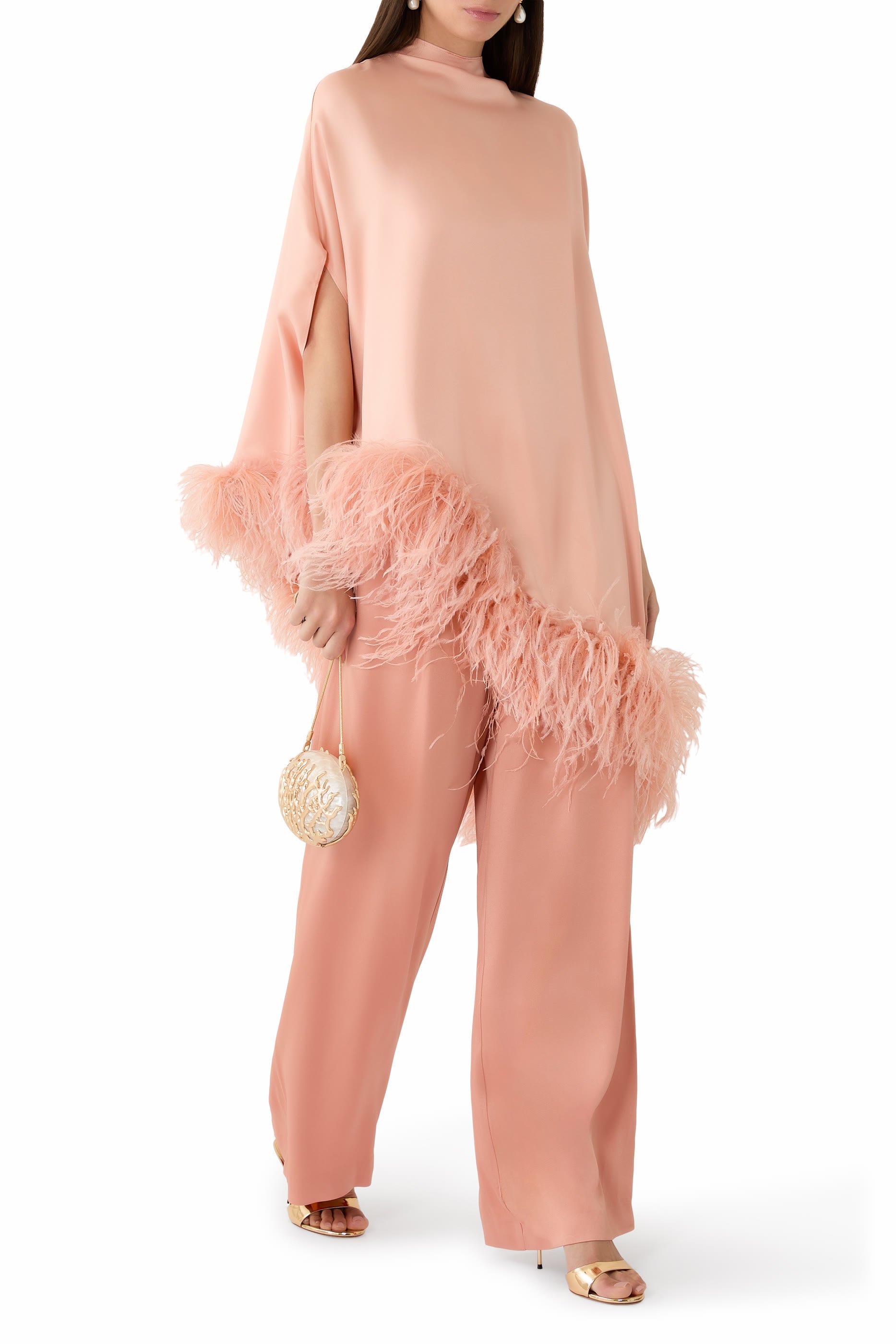 بلوزة بنمط كاب بتصميم غير متماثل حرير تويل