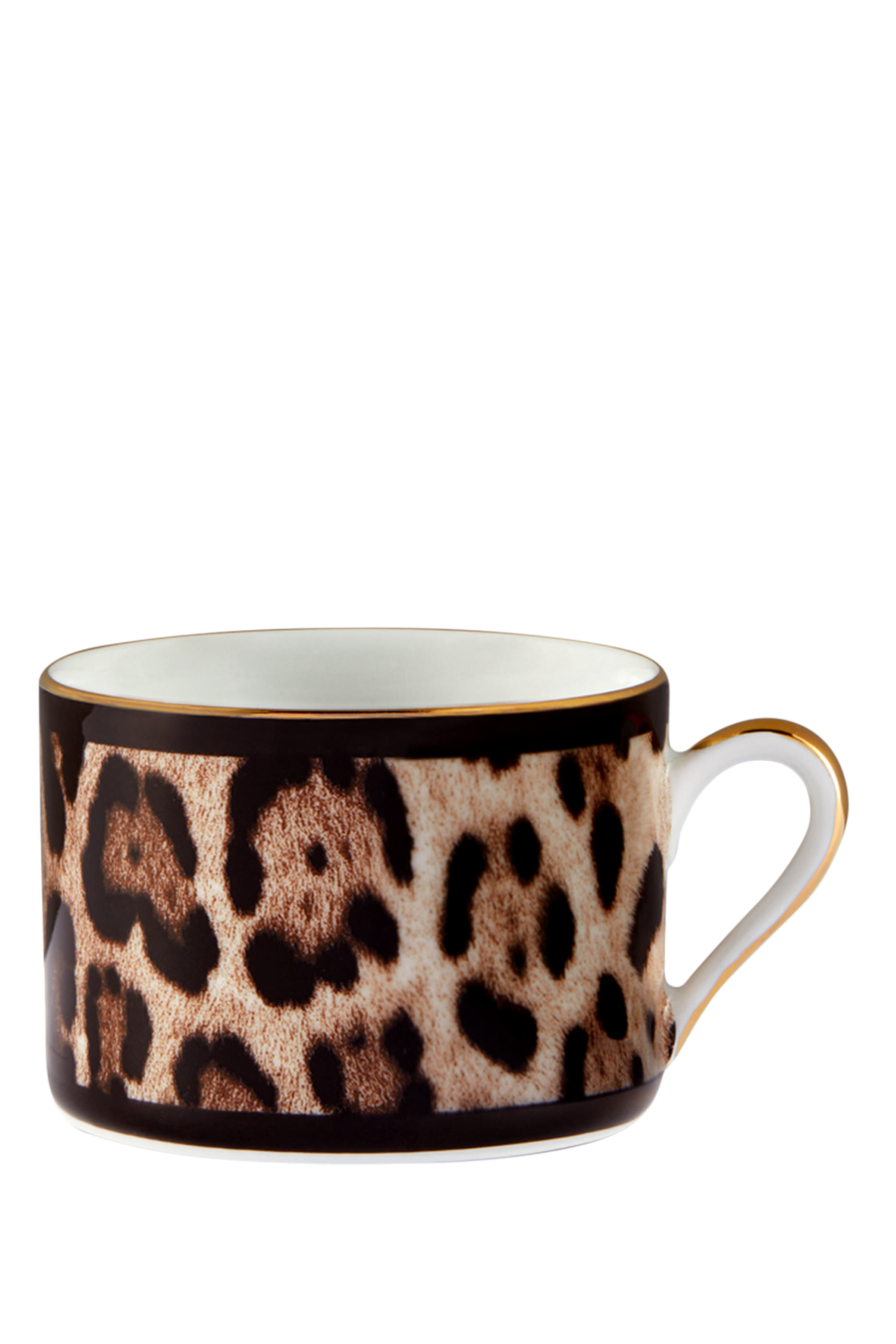 طقم فنجان شاي وطبق بنقشة جلد فهد