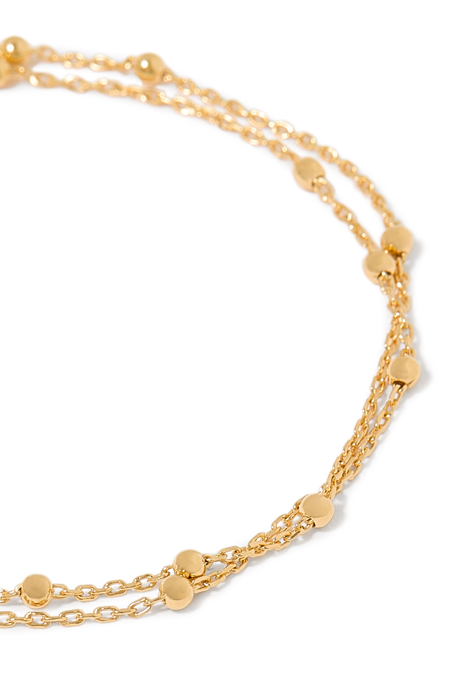 سوار بتصميم سلسلة مزدوجة، فضة استرلينية معاد تدويرها مطلية بذهب عيار 18