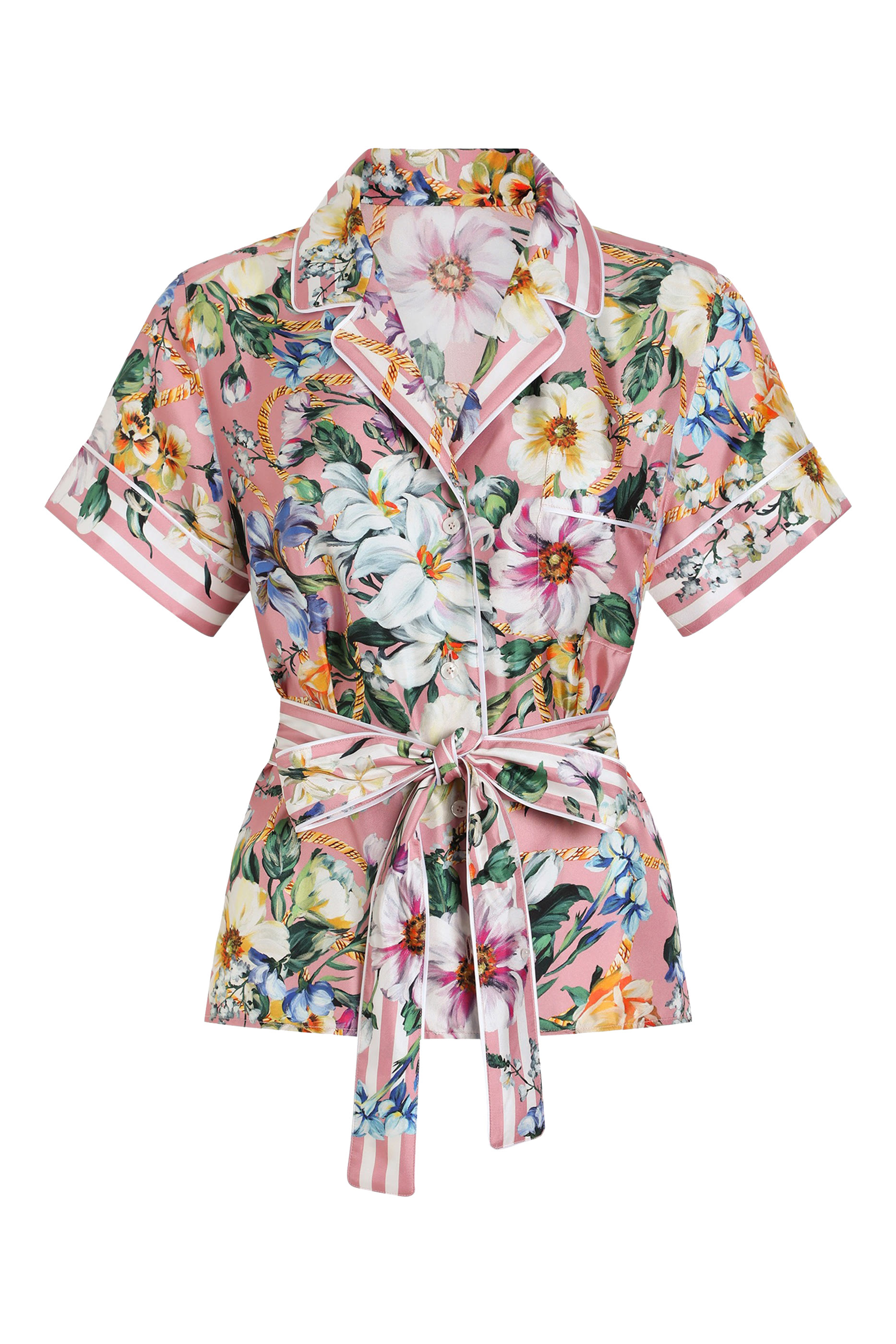 قميص بنقشة زهور حرير