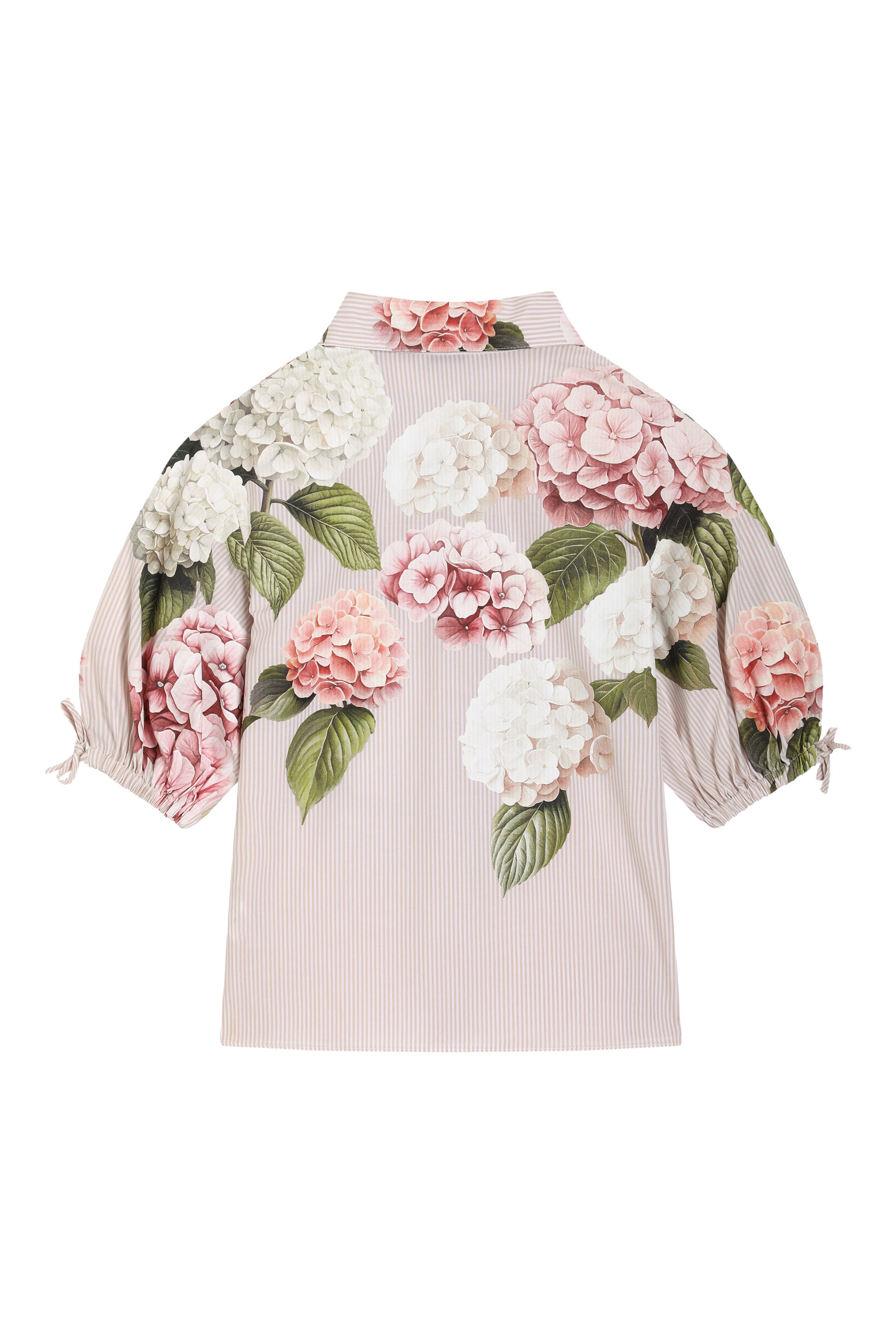 قميص بطبعة زهور الهدرانجيا بوبلين مخطط للأطفال