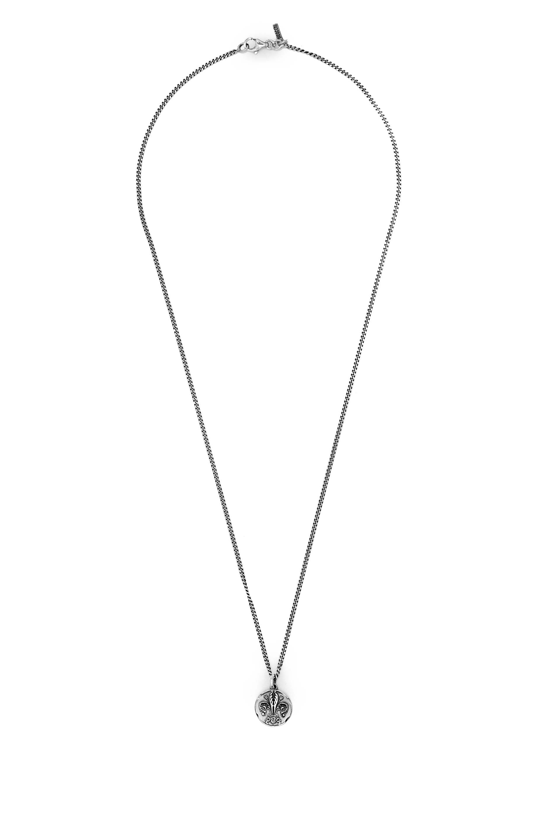 قلادة بدلاية دائرية محفورة بزهرة الزنبق