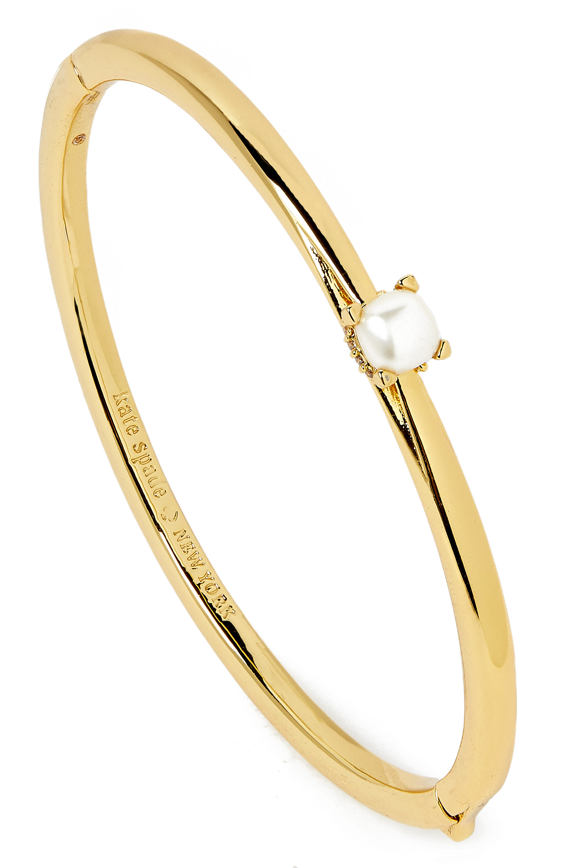 سوار ليتل لاكجريس بمشبك مفصلي مع لؤلؤ زجاجي وأحجار زركونيا مكعبة، معدن مطلي