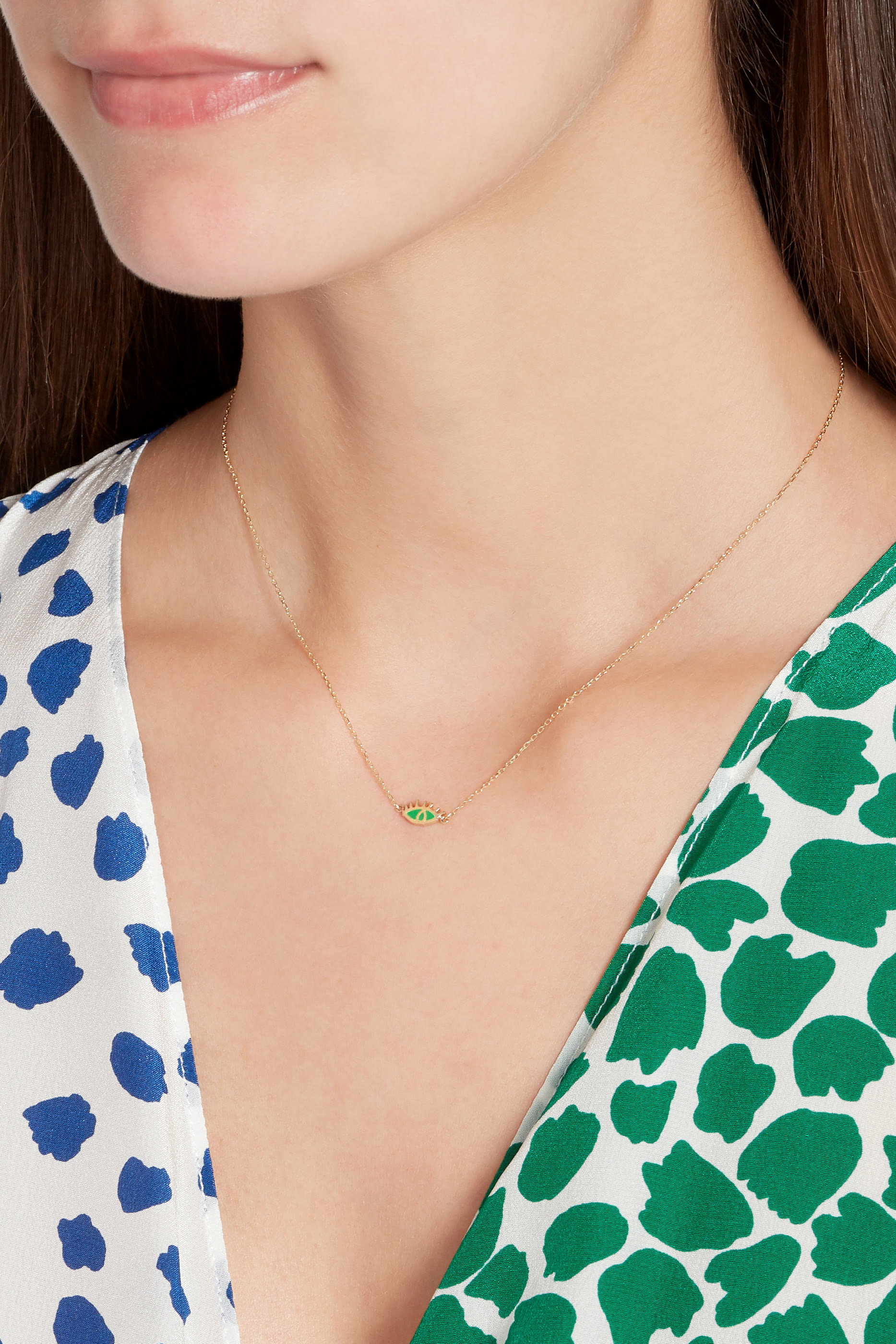 قلادة بدلاية عين الحسود مطلية بمينا أخضر