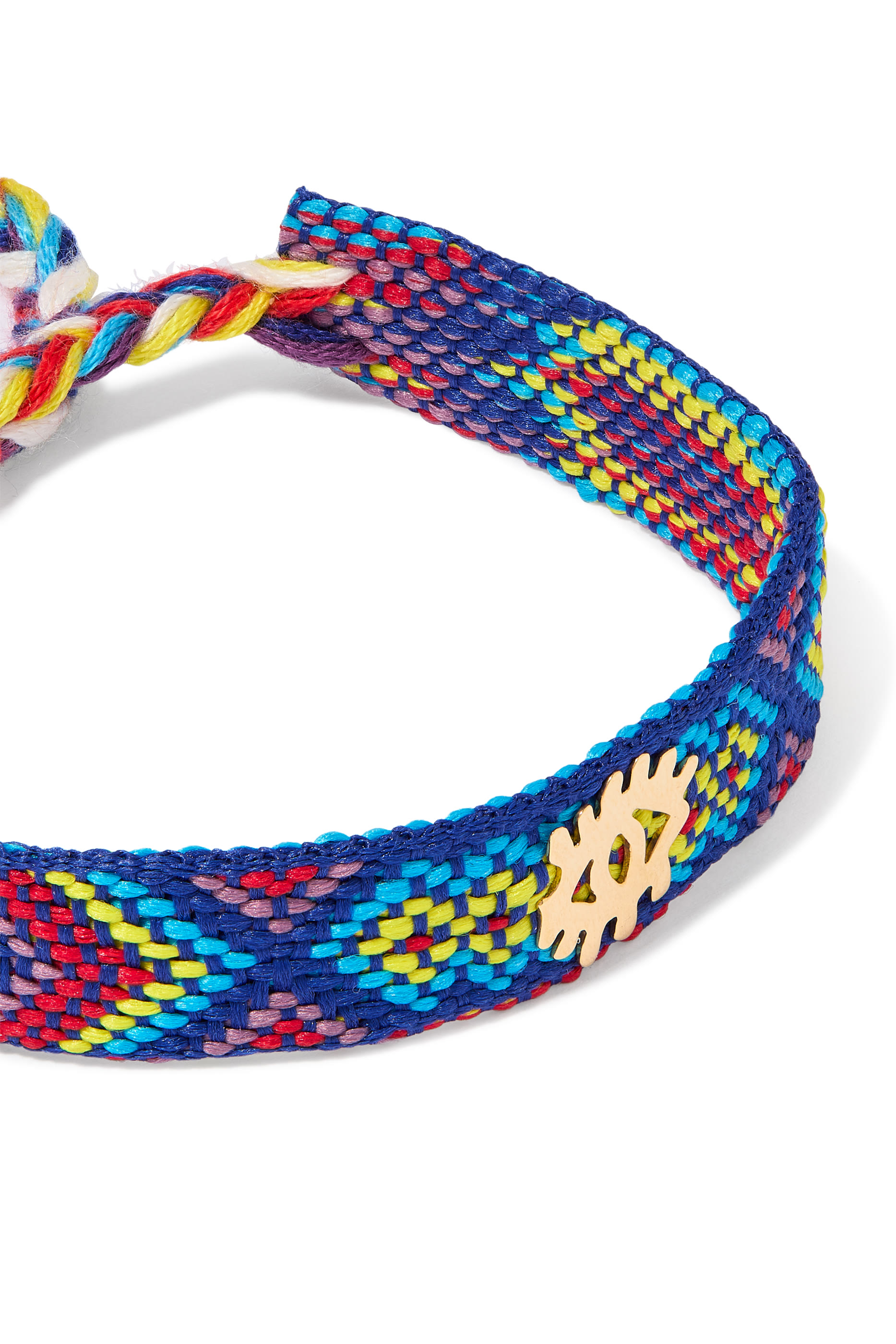 سوار يا عين بحلية عين الحسود منسوج، قماش وذهب اصفر عيار 18