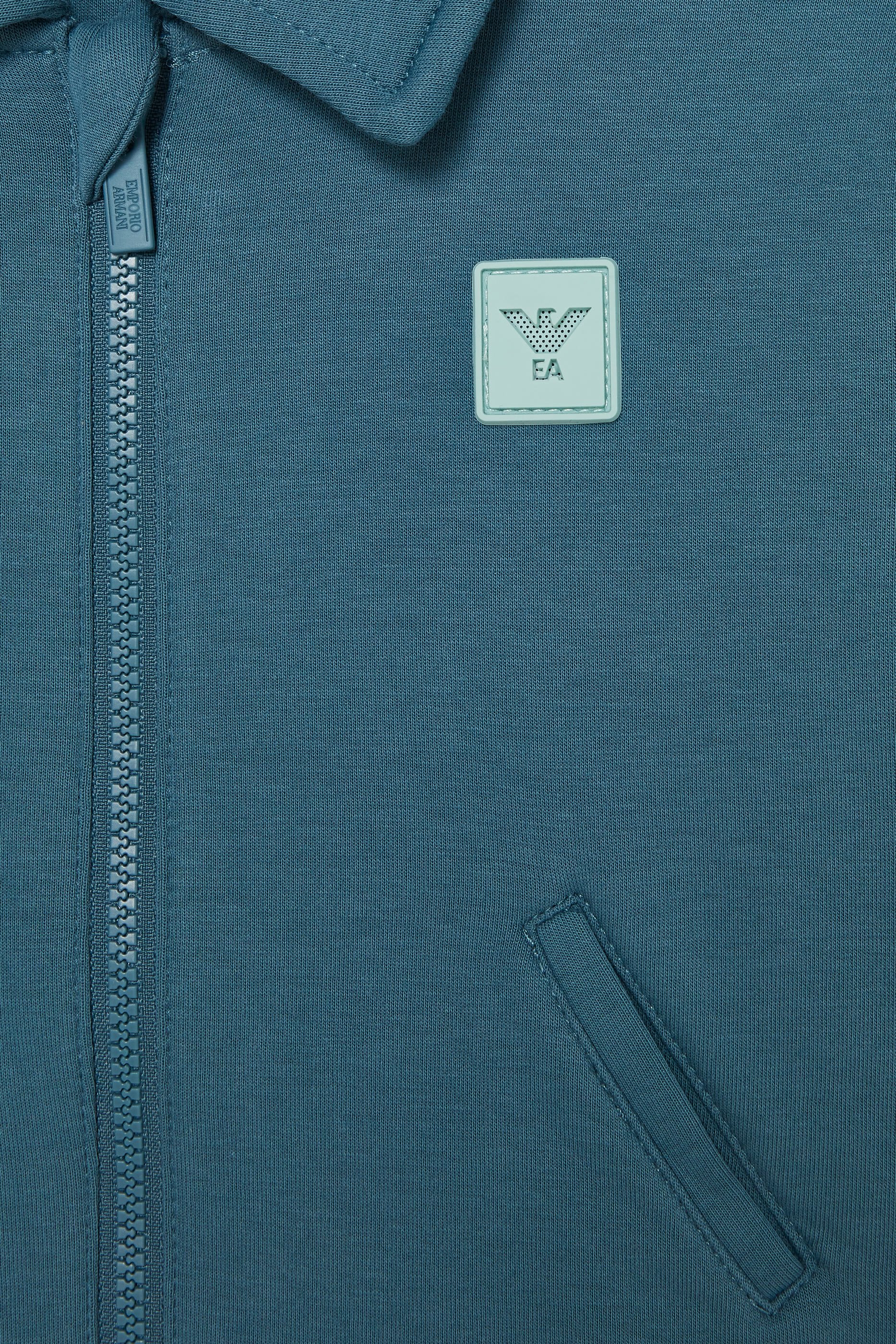 سويت شيرت بسحّاب ورقعة شعار الماركة للأطفال 