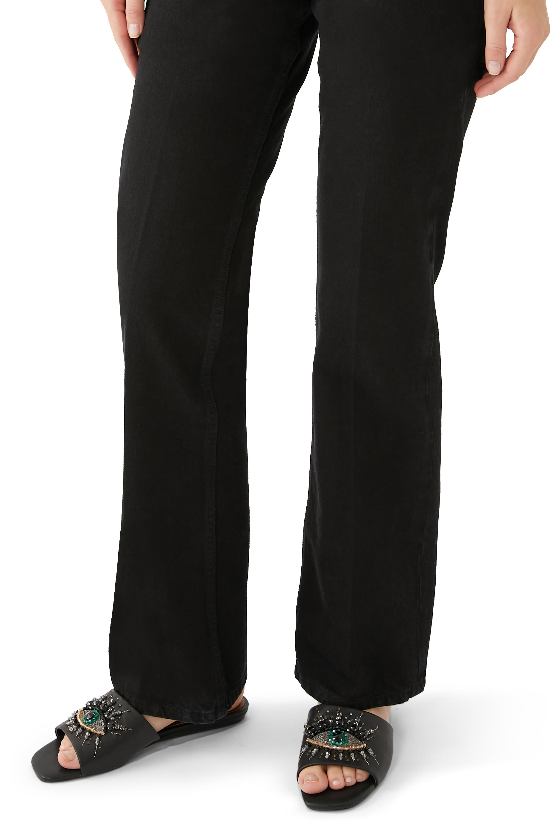 صندل بنعل مسطح جلد بنقشة عين