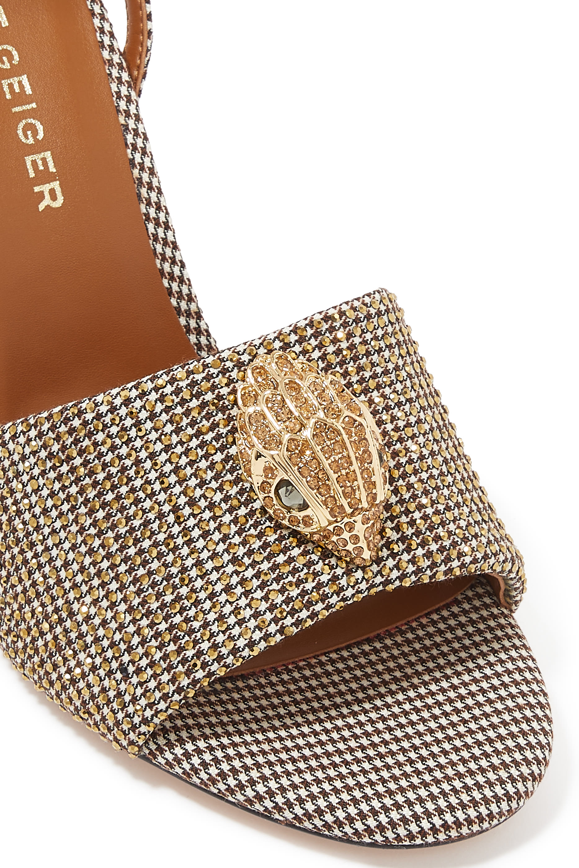 صندل كنسينغتون بكعب عالي مقاس 100 مم وأحجار براقة جلد