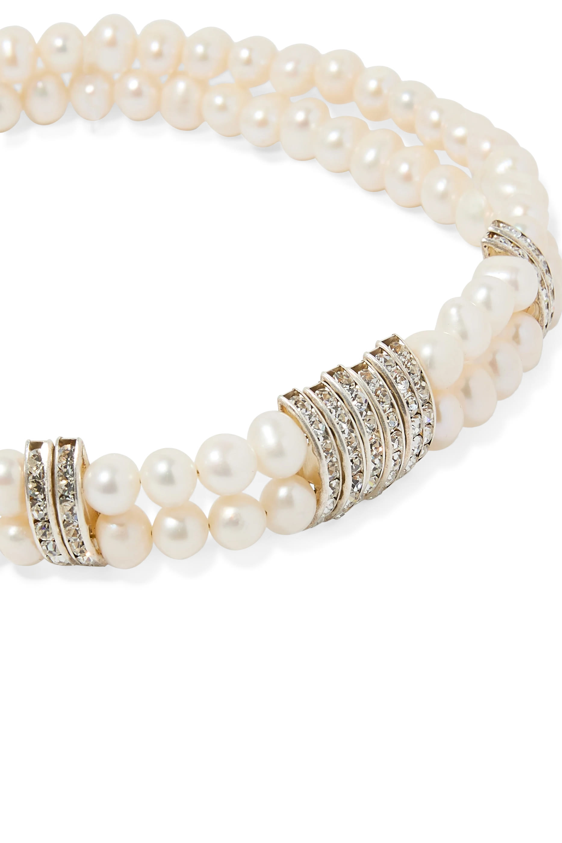 قلادة رقبة مرصعة بلؤلؤ ومزينة بحلي بتصميم قضيب مرصعة بكريستال