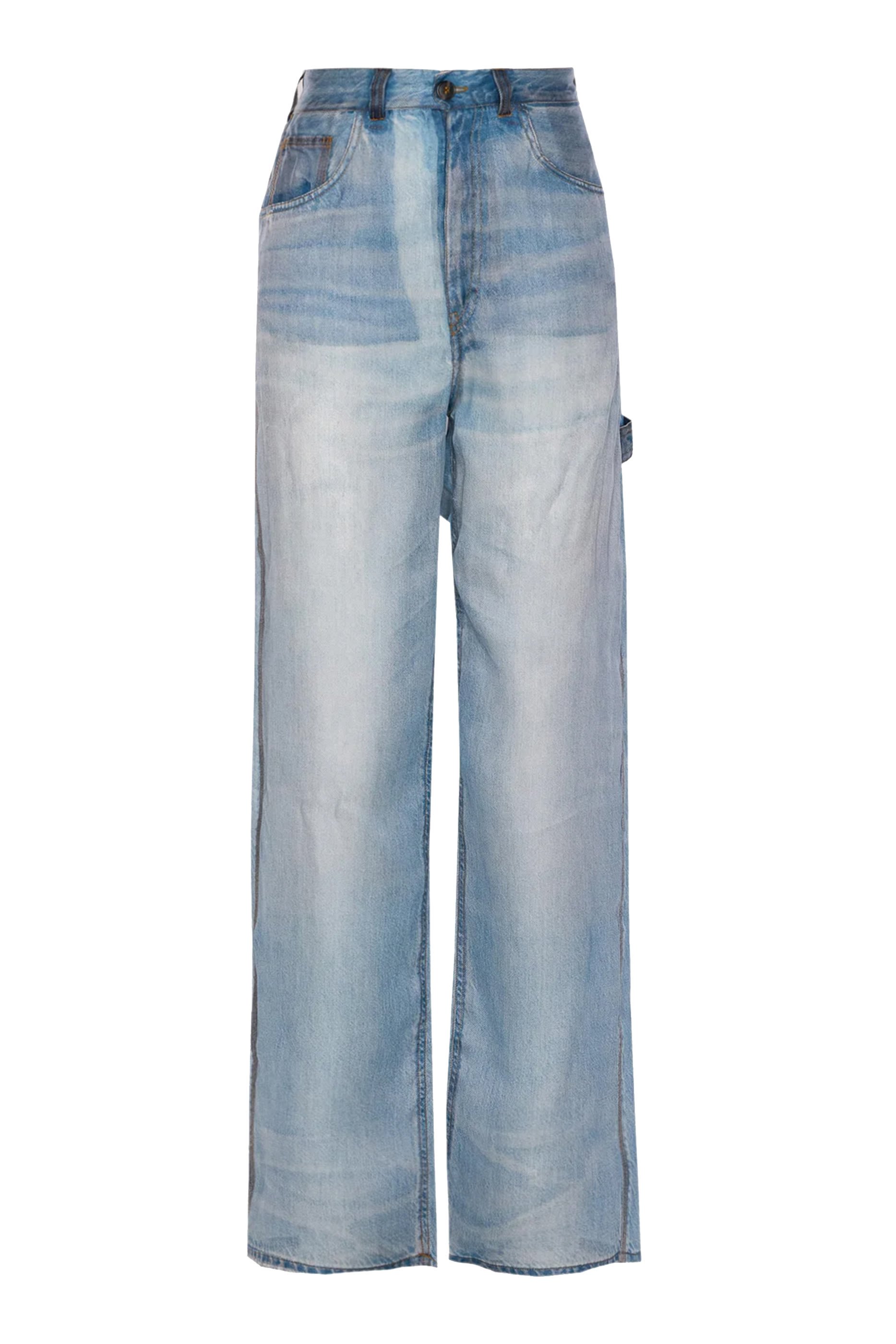 بنطال جينز وينونا شفاف بطبعات دنيم